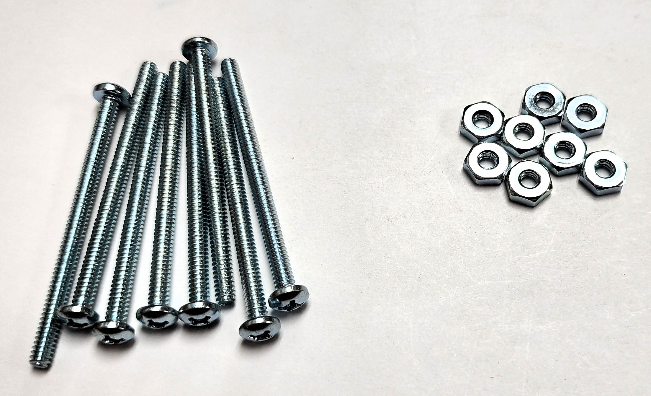 2" 6-32 PAN-HEAD MACHINE SCREW w/ HEXAGON NUT - ZINC-COATED (8 PACK) - Kilrich Building Centres