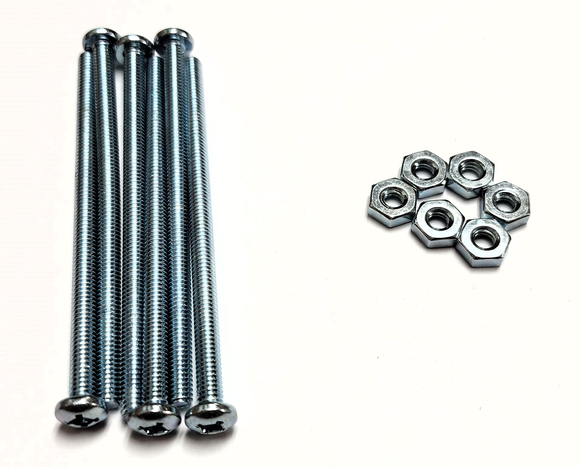 3" 8-32 PAN-HEAD MACHINE SCREW w/ HEXAGON NUT - ZINC-COATED (6 PACK) - Kilrich Building Centres