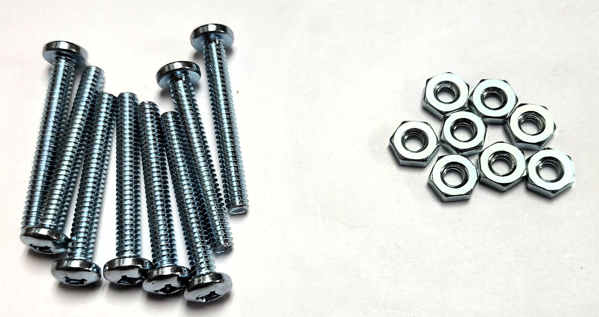 1-1/2" 10-24 PAN-HEAD MACHINE SCREW w/ HEXAGON NUT - ZINC-COATED (8 PACK) - Kilrich Building Centres