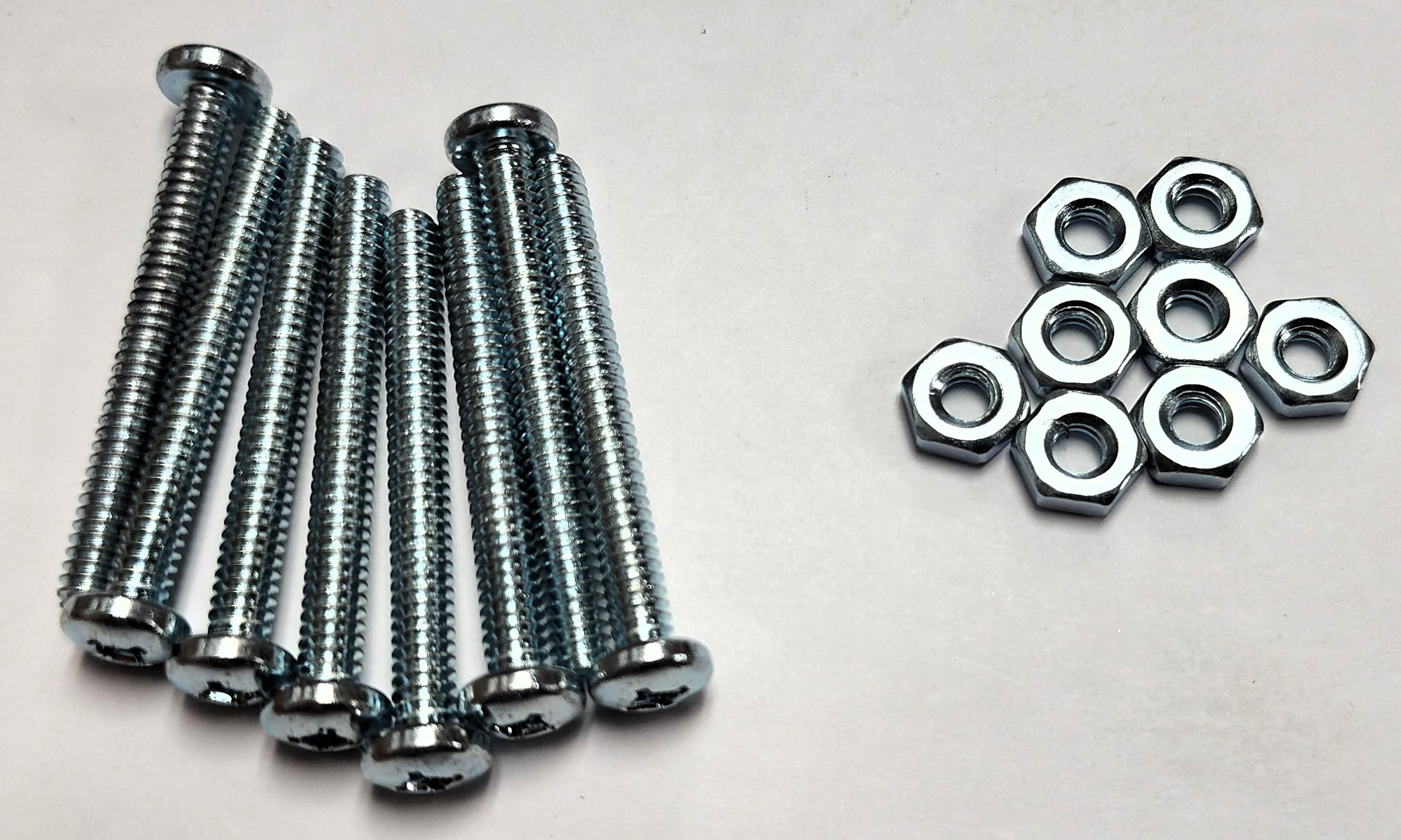 1-3/4" 10-24 PAN-HEAD MACHINE SCREW w/ HEXAGON NUT - ZINC-COATED (8 PACK) - Kilrich Building Centres