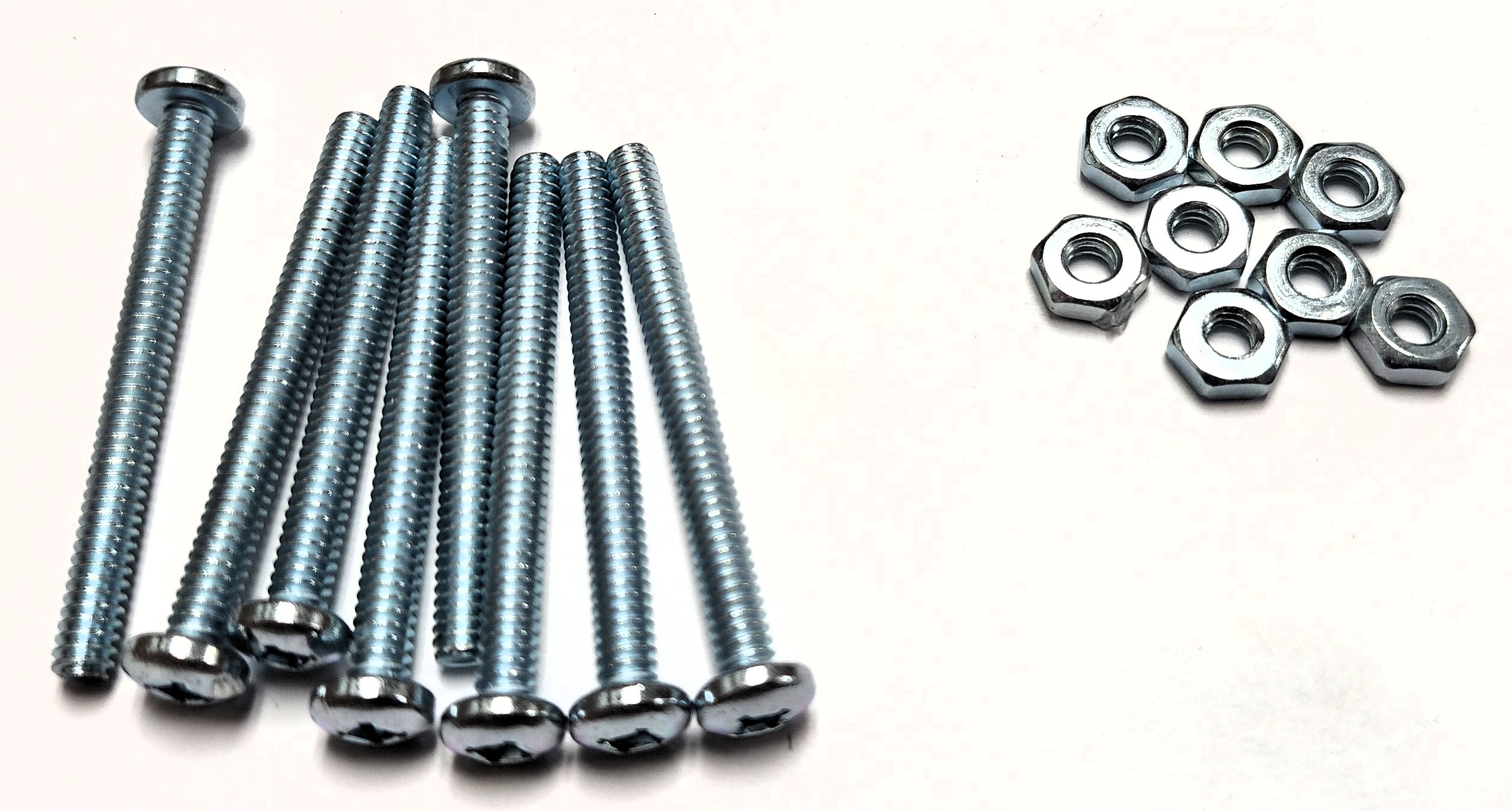 2" 10-24 PAN-HEAD MACHINE SCREW w/ HEXAGON NUT - ZINC-COATED (8 PACK) - Kilrich Building Centres