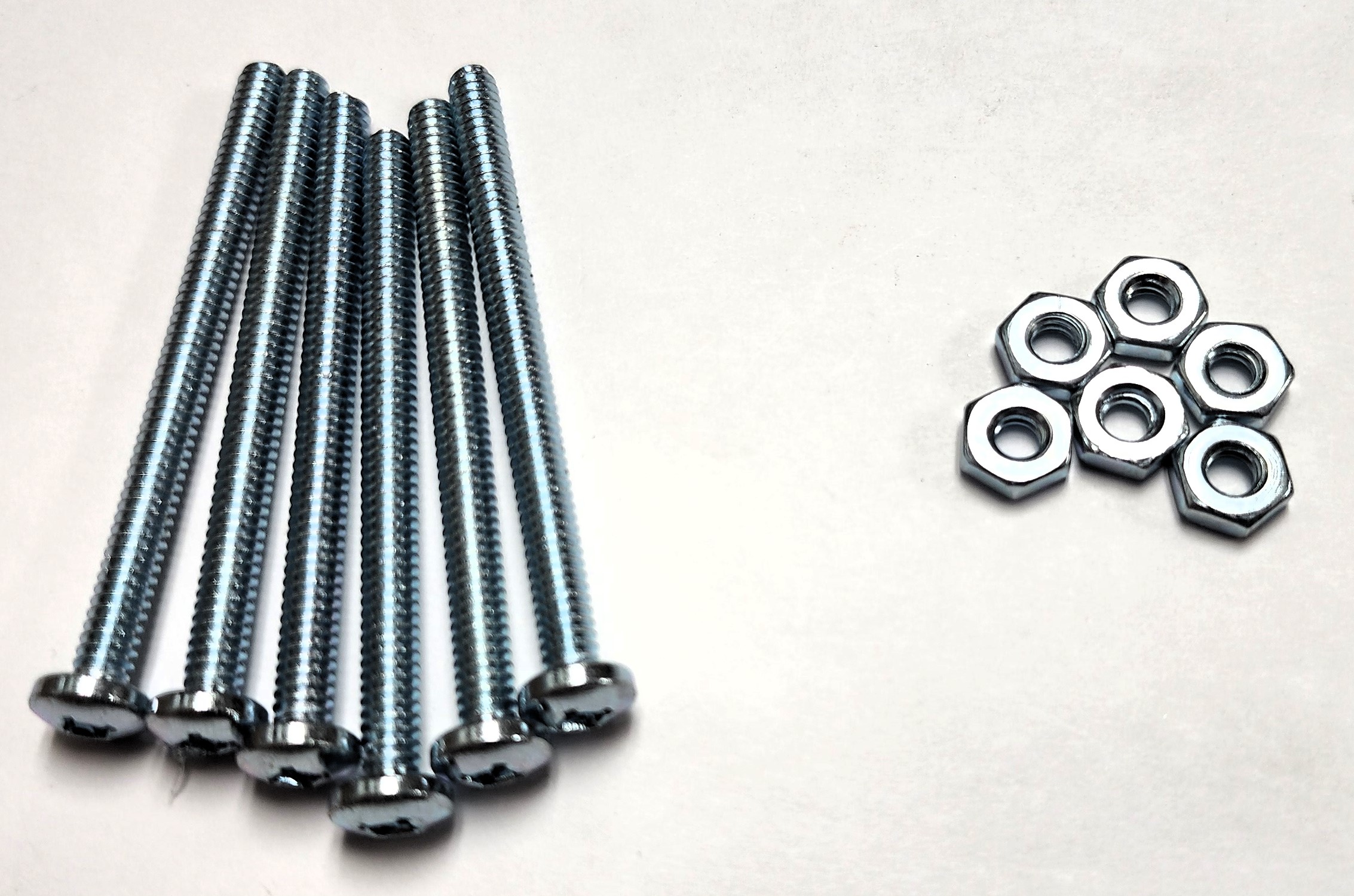 2-1/2" 10-24 PAN-HEAD MACHINE SCREW w/ HEXAGON NUT - ZINC-COATED (6 PACK) - Kilrich Building Centres
