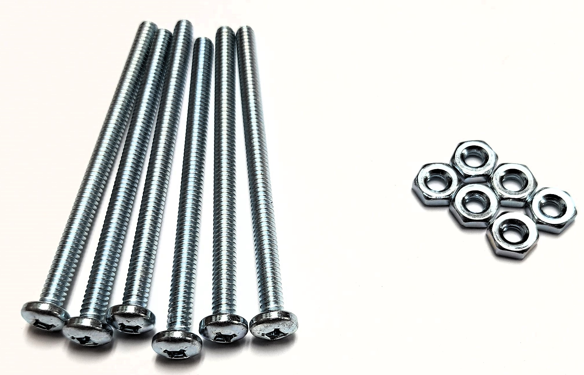 3" 10-24 PAN-HEAD MACHINE SCREW w/ HEXAGON NUT - ZINC-COATED (6 PACK) - Kilrich Building Centres