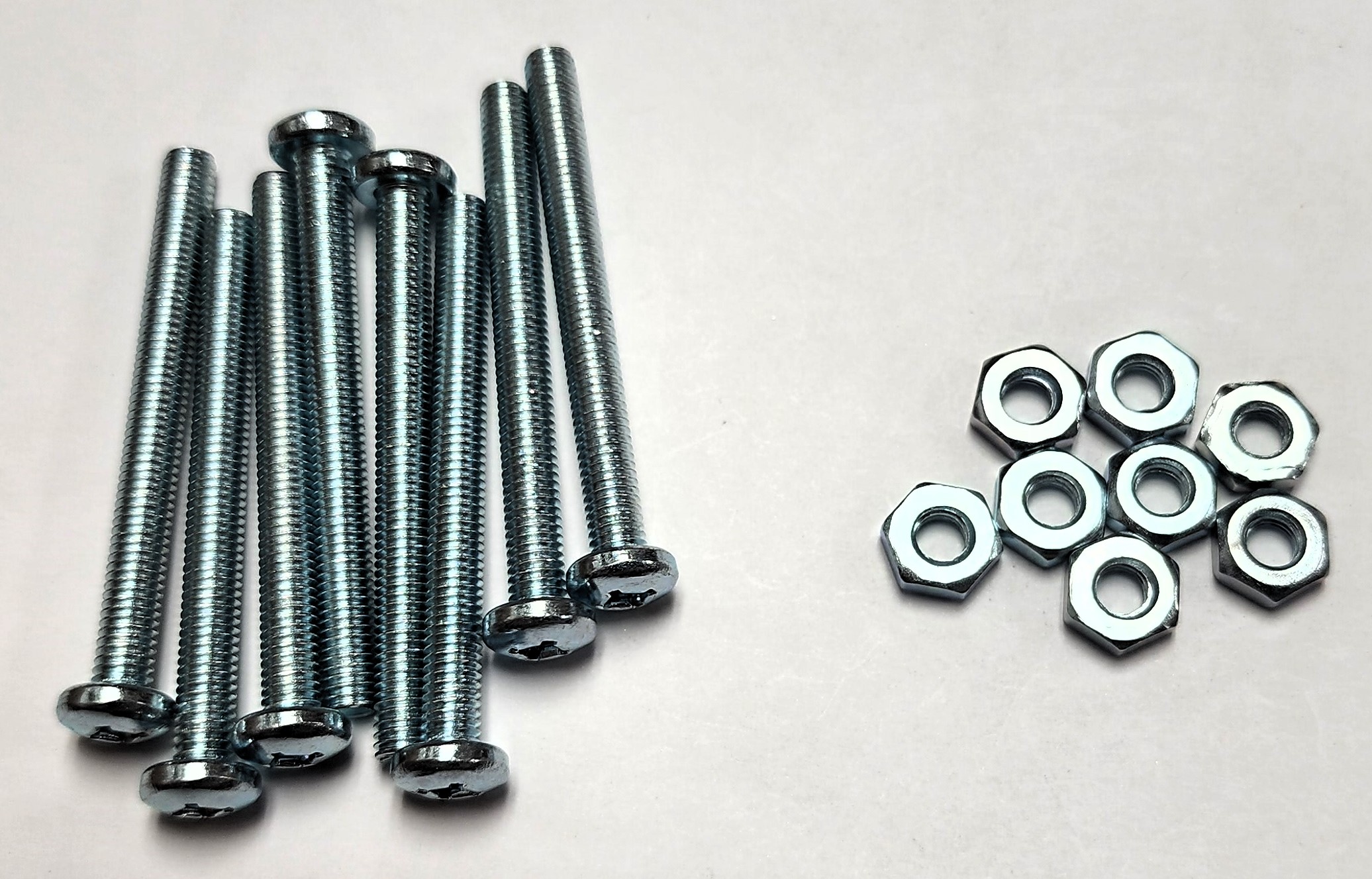 2" 10-32 PAN-HEAD MACHINE SCREW w/ HEXAGON NUT - ZINC-COATED (8 PACK) - Kilrich Building Centres