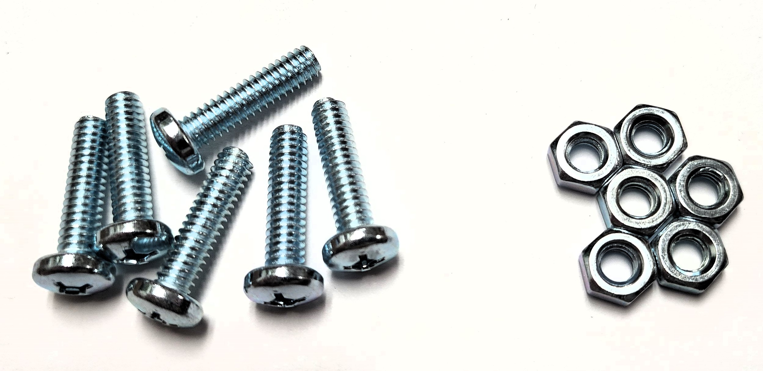 1" - 1/4" PAN-HEAD MACHINE SCREW w/ HEXAGON NUT - ZINC-COATED (6 PACK) - Kilrich Building Centres