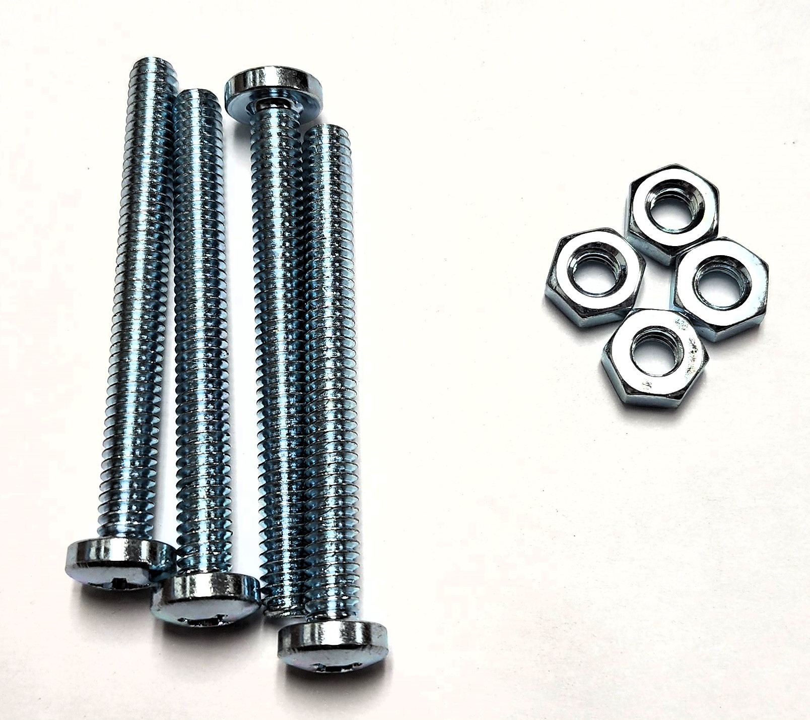 2-1/2" - 1/4" PAN-HEAD MACHINE SCREW w/ HEXAGON NUT - ZINC-COATED (4 PACK) - Kilrich Building Centres