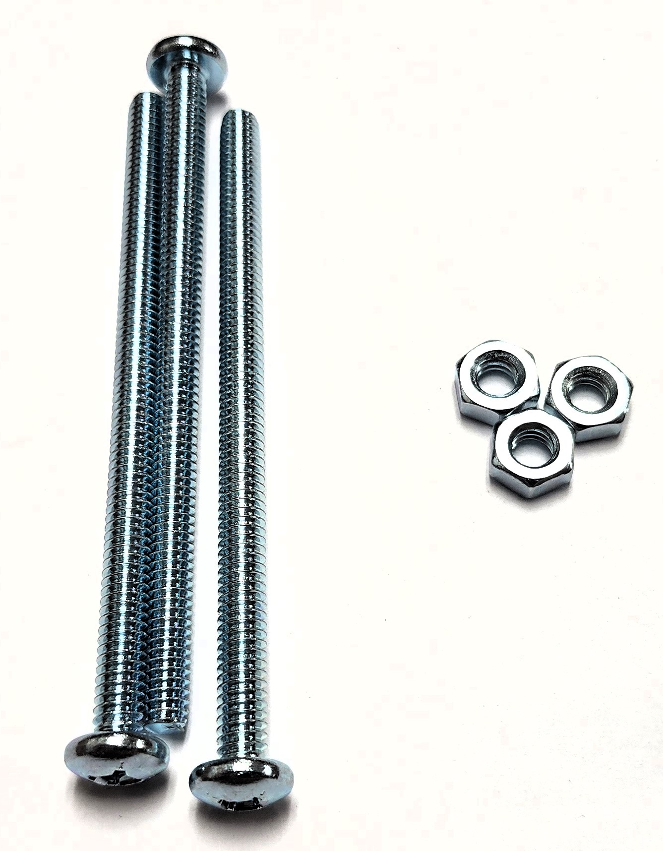 4" - 1/4" PAN-HEAD MACHINE SCREW w/ HEXAGON NUT - ZINC-COATED (3 PACK) - Kilrich Building Centres