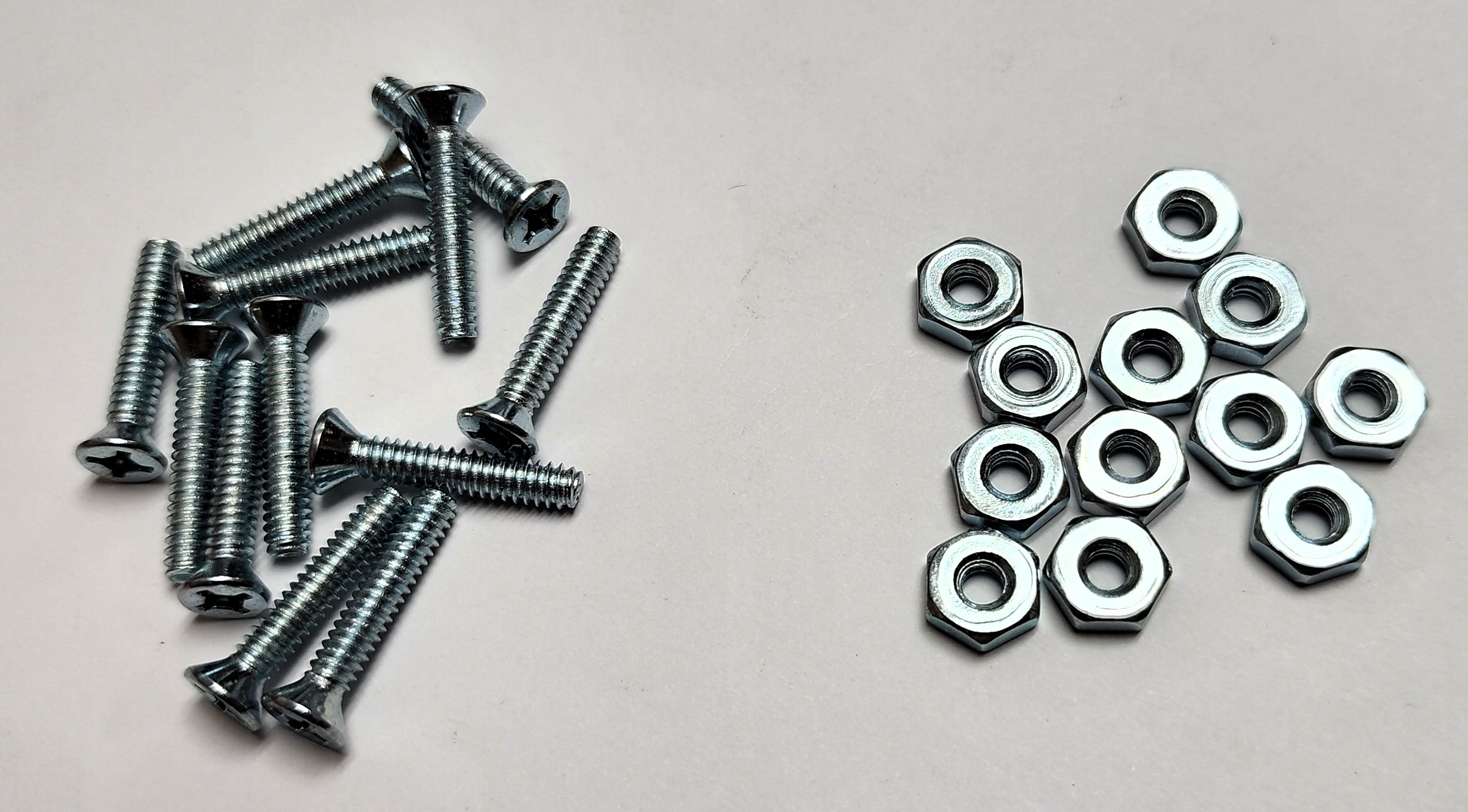 3/4" 6-32 FLAT-HEAD MACHINE SCREW w/ HEXAGON NUT - ZINC-COATED (12 PACK) - Kilrich Building Centres