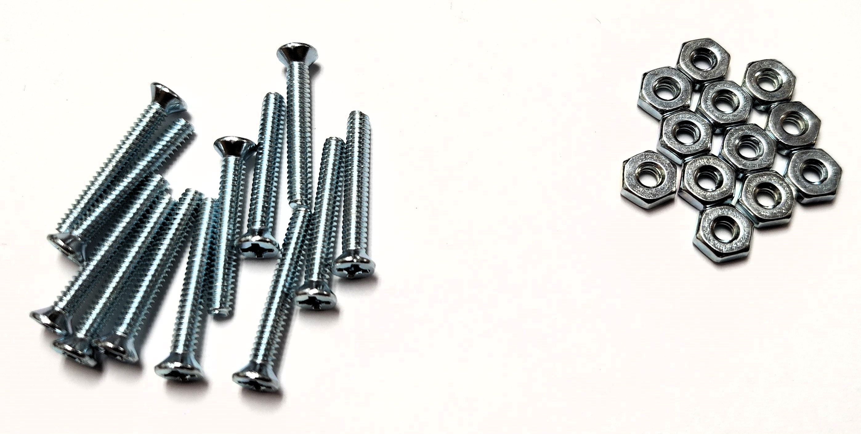 1" 6-32 FLAT-HEAD MACHINE SCREW w/ HEXAGON NUT - ZINC-COATED (12 PACK) - Kilrich Building Centres