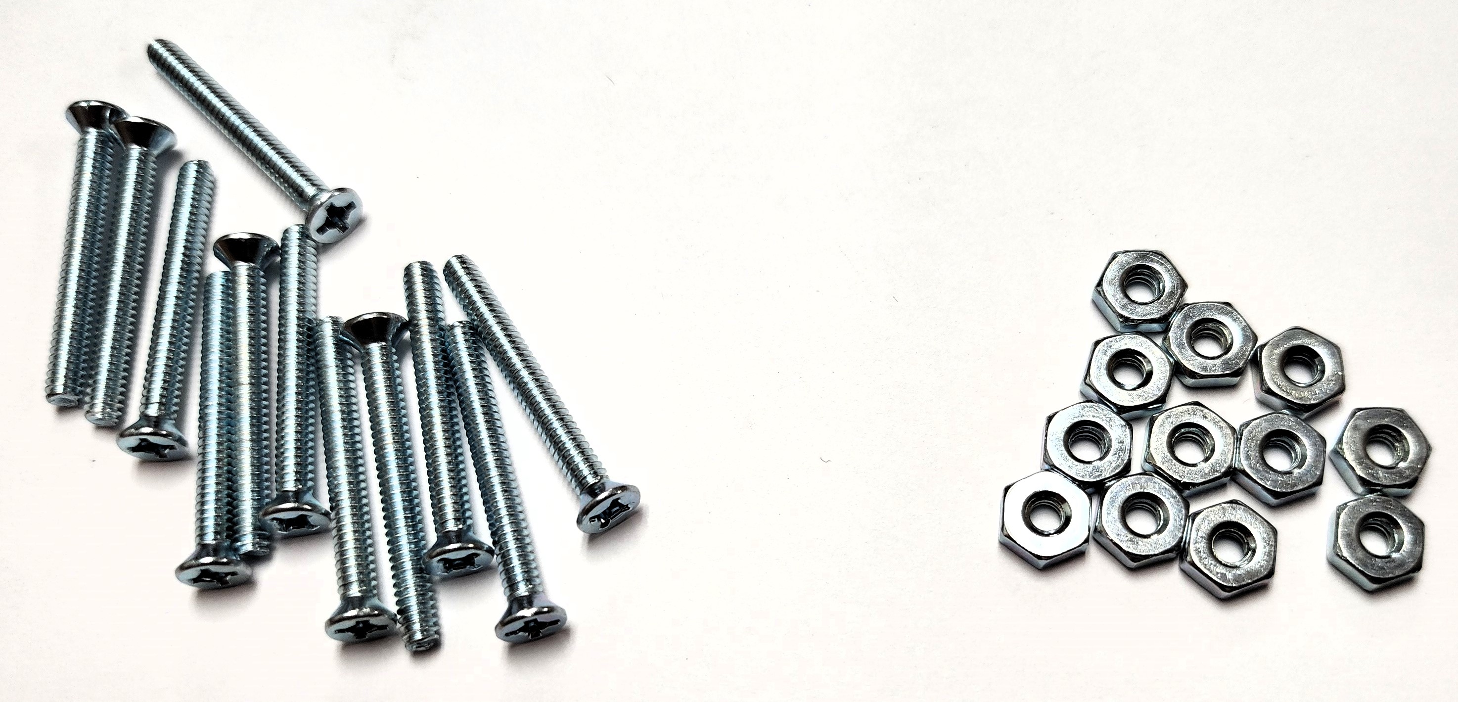 1-1/4" 6-32 FLAT-HEAD MACHINE SCREW w/ HEXAGON NUT - ZINC-COATED (12 PACK) - Kilrich Building Centres