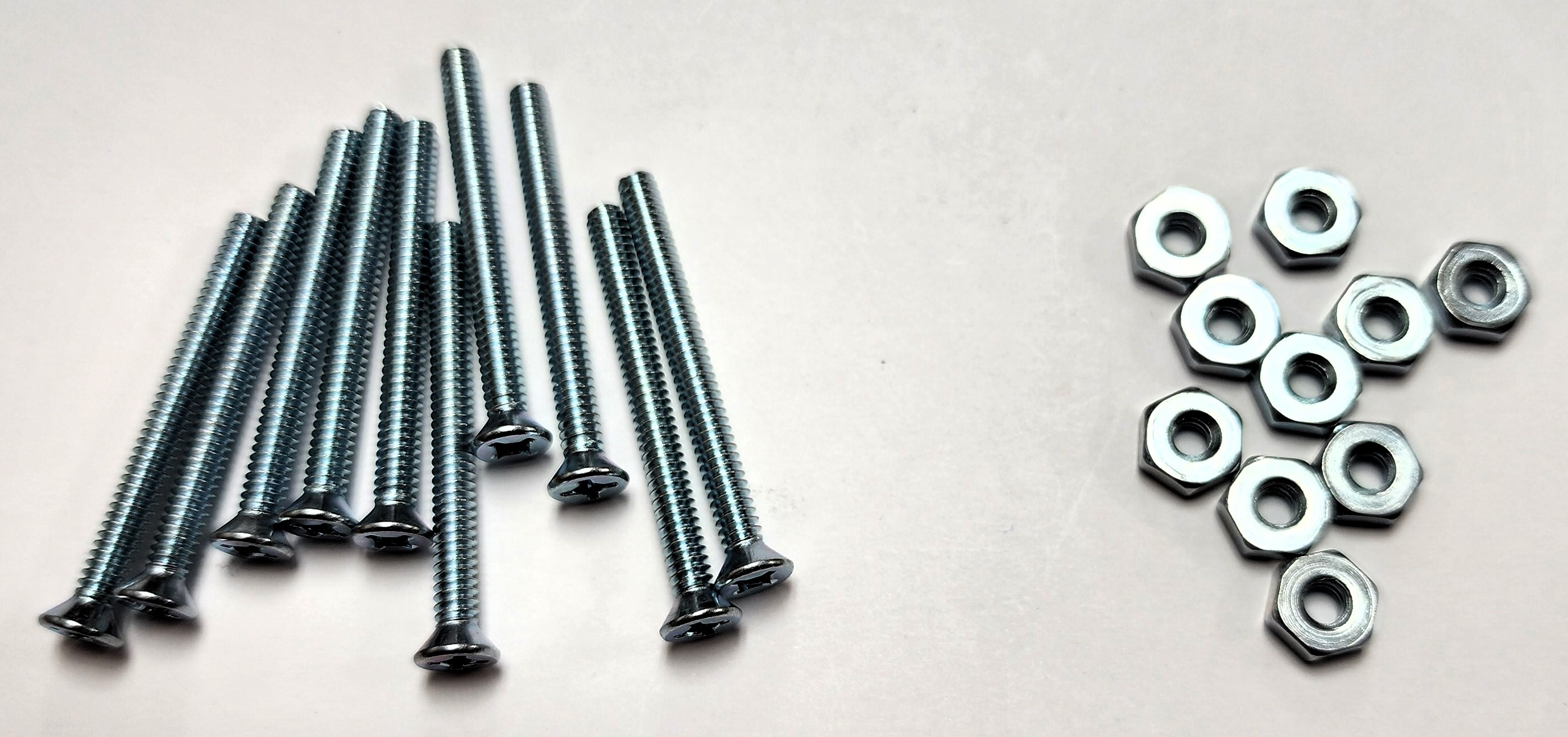1-1/2" 6-32 FLAT-HEAD MACHINE SCREW w/ HEXAGON NUT - ZINC-COATED (10 PACK) - Kilrich Building Centres