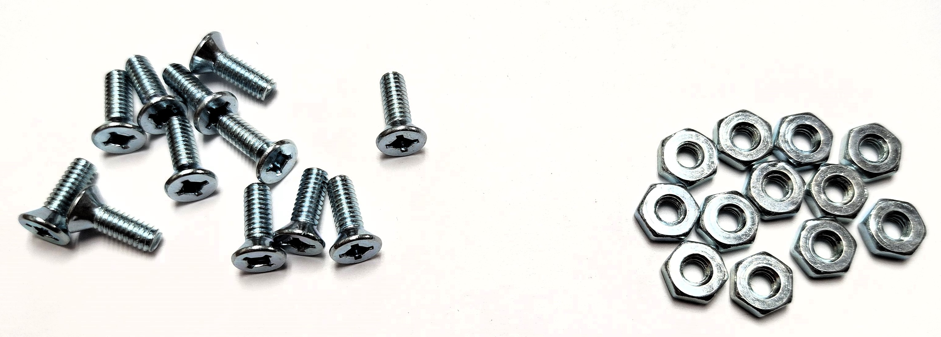 1/2" 8-32 FLAT-HEAD MACHINE SCREW w/ HEXAGON NUT - ZINC-COATED (12 PACK) - Kilrich Building Centres
