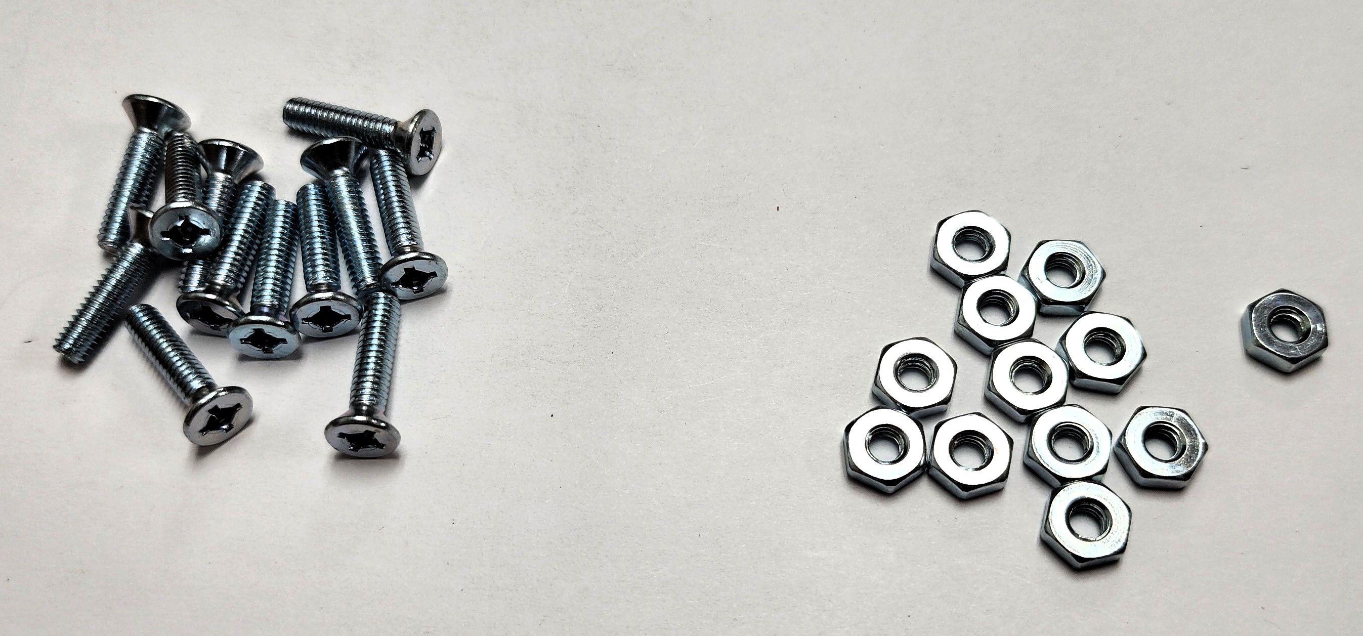 3/4" 8-32 FLAT-HEAD MACHINE SCREW w/ HEXAGON NUT - ZINC-COATED (12 PACK) - Kilrich Building Centres