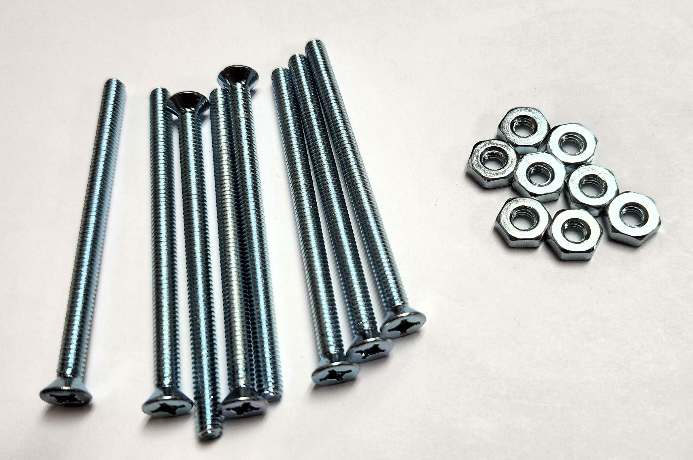 2-1/2" 8-32 FLAT-HEAD MACHINE SCREW w/ HEXAGON NUT - ZINC-COATED (8 PACK) - Kilrich Building Centres