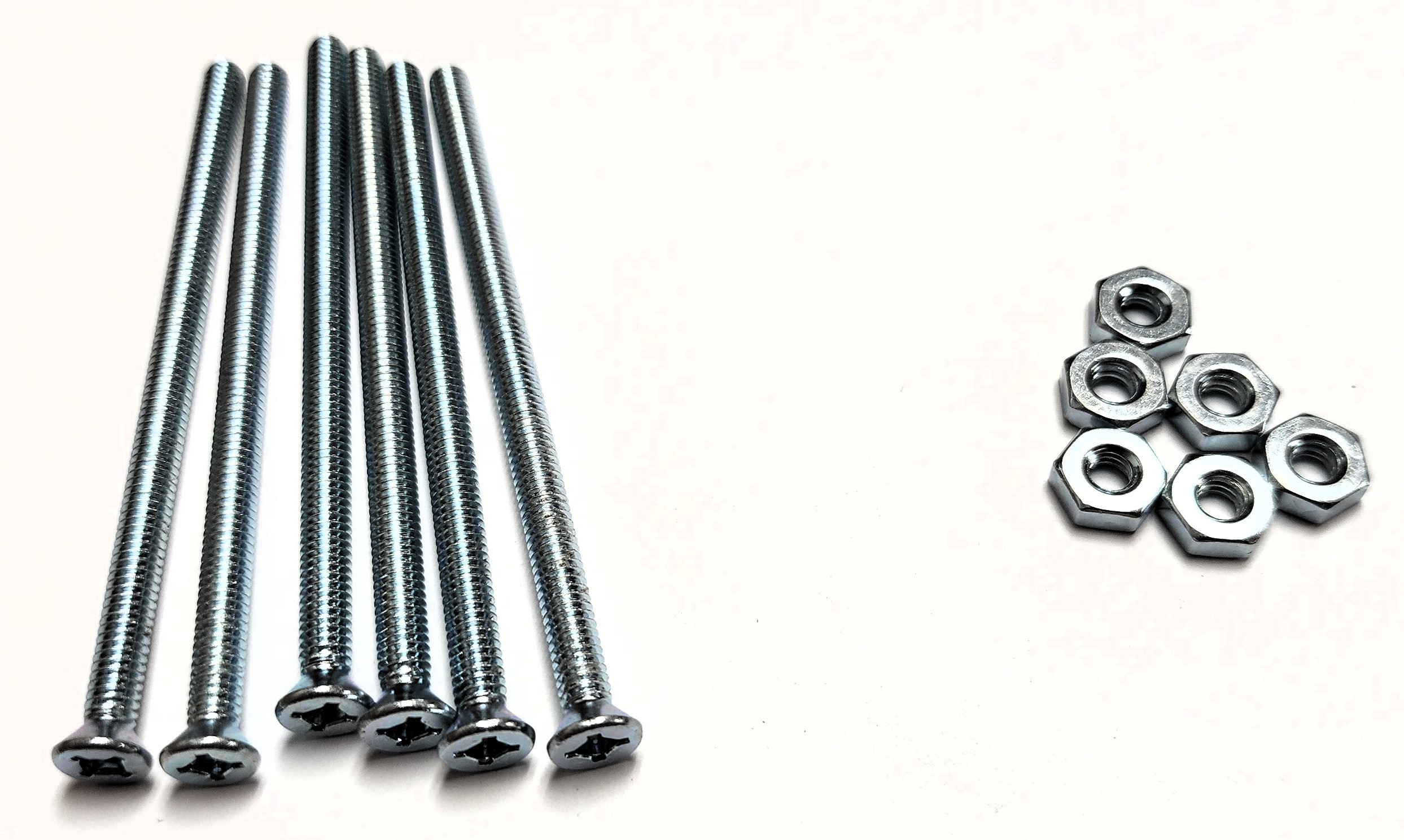 3" 8-32 FLAT-HEAD MACHINE SCREW w/ HEXAGON NUT - ZINC-COATED (6 PACK) - Kilrich Building Centres