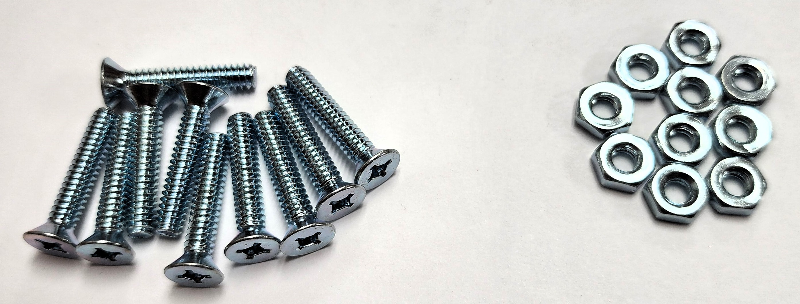1" 10-24 FLAT-HEAD MACHINE SCREW w/ HEXAGON NUT - ZINC-COATED (10 PACK) - Kilrich Building Centres