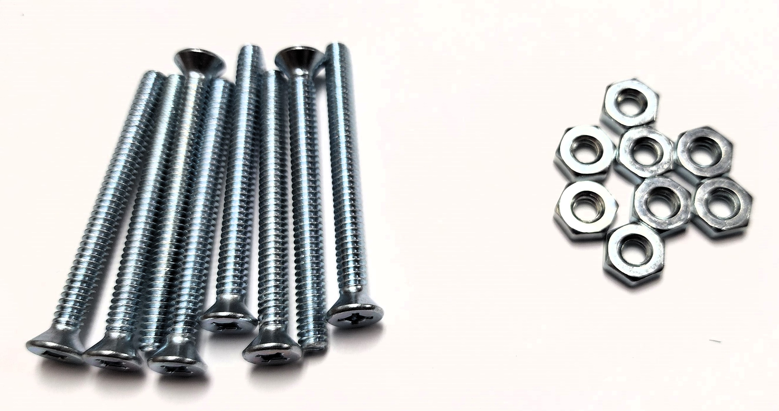 2" 10-24 FLAT-HEAD MACHINE SCREW w/ HEXAGON NUT - ZINC-COATED (8 PACK) - Kilrich Building Centres
