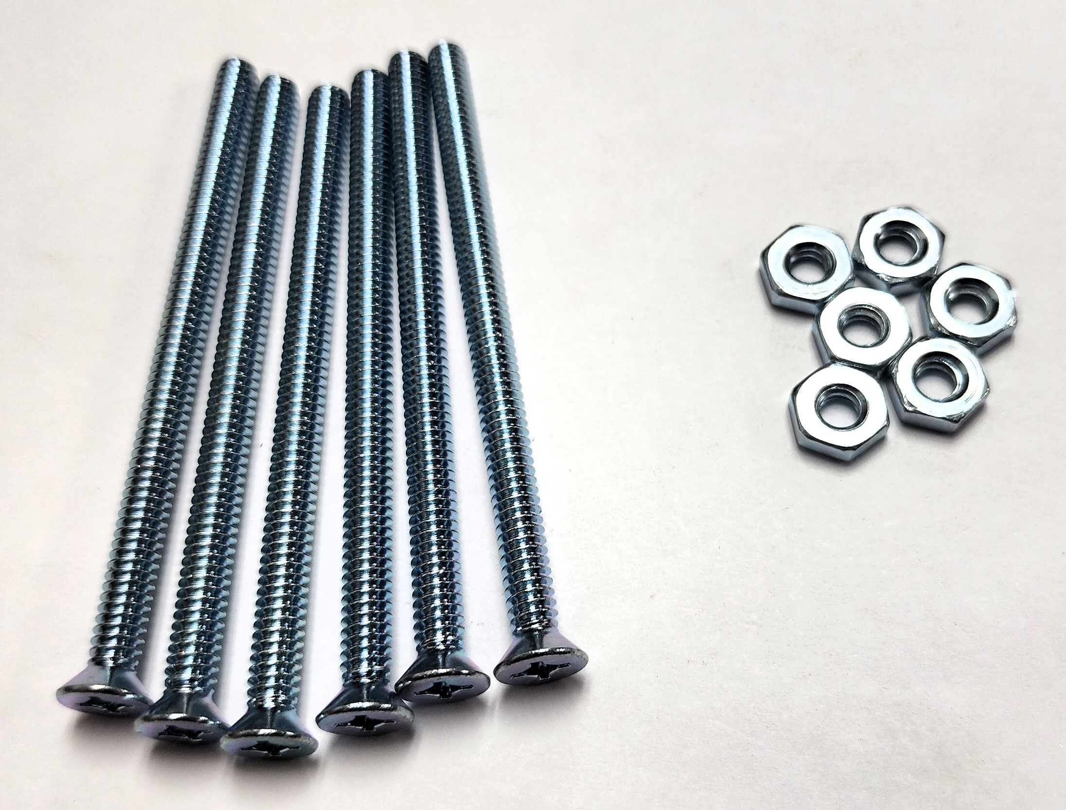 3" 10-24 FLAT-HEAD MACHINE SCREW w/ HEXAGON NUT - ZINC-COATED (6 PACK) - Kilrich Building Centres
