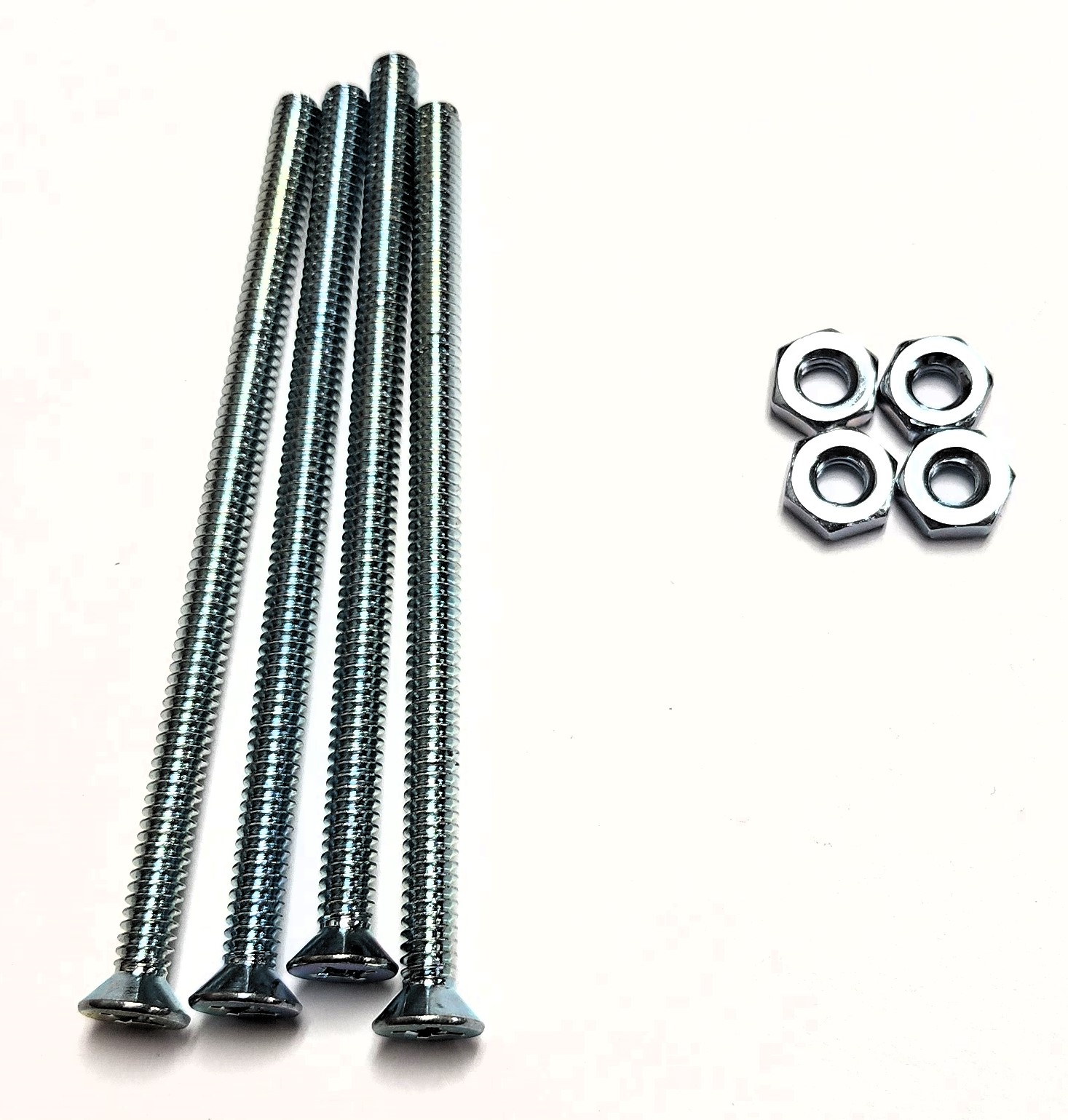 3-1/2" 10-24 FLAT-HEAD MACHINE SCREW w/ HEXAGON NUT - ZINC-COATED (4 PACK) - Kilrich Building Centres