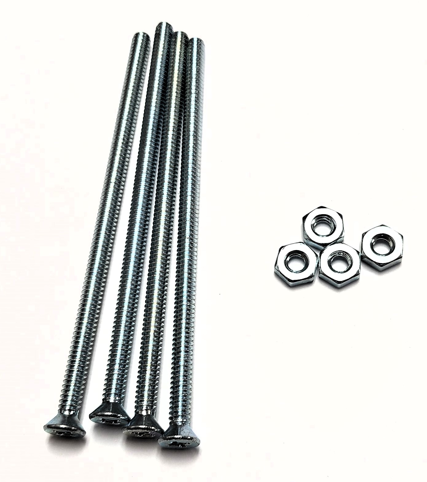 4" 10-24 FLAT-HEAD MACHINE SCREW w/ HEXAGON NUT - ZINC-COATED (4 PACK) - Kilrich Building Centres