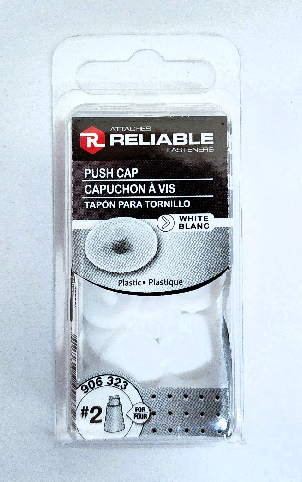 Main 2 - #2 PLASTIC PUSH CAP - WHITE (25 PACK) -