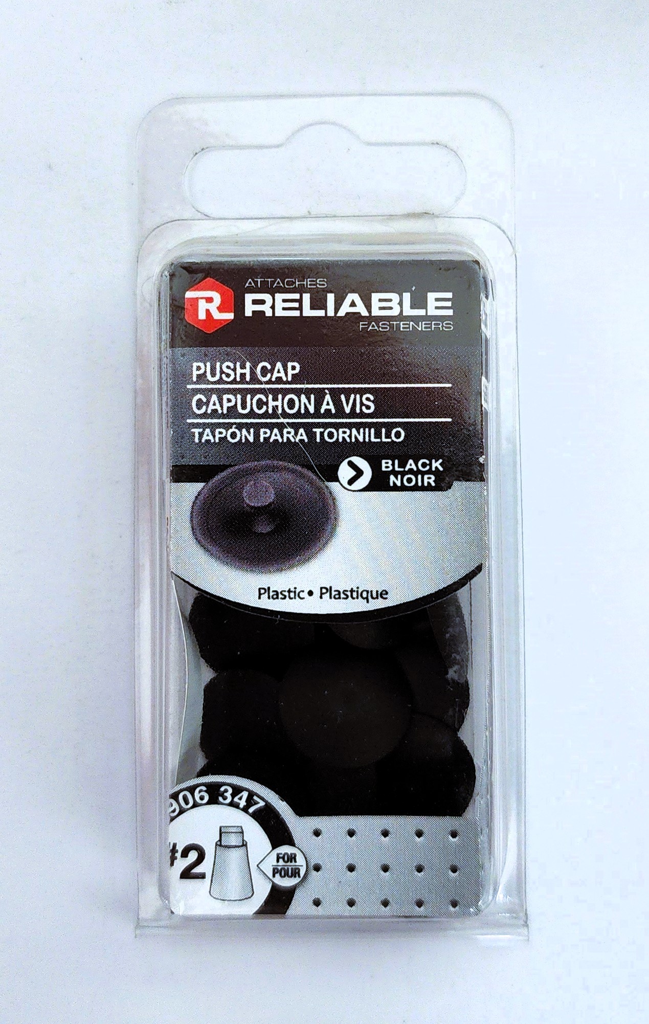 Main 2 - #2 PLASTIC PUSH CAP - BLACK (25 PACK) -