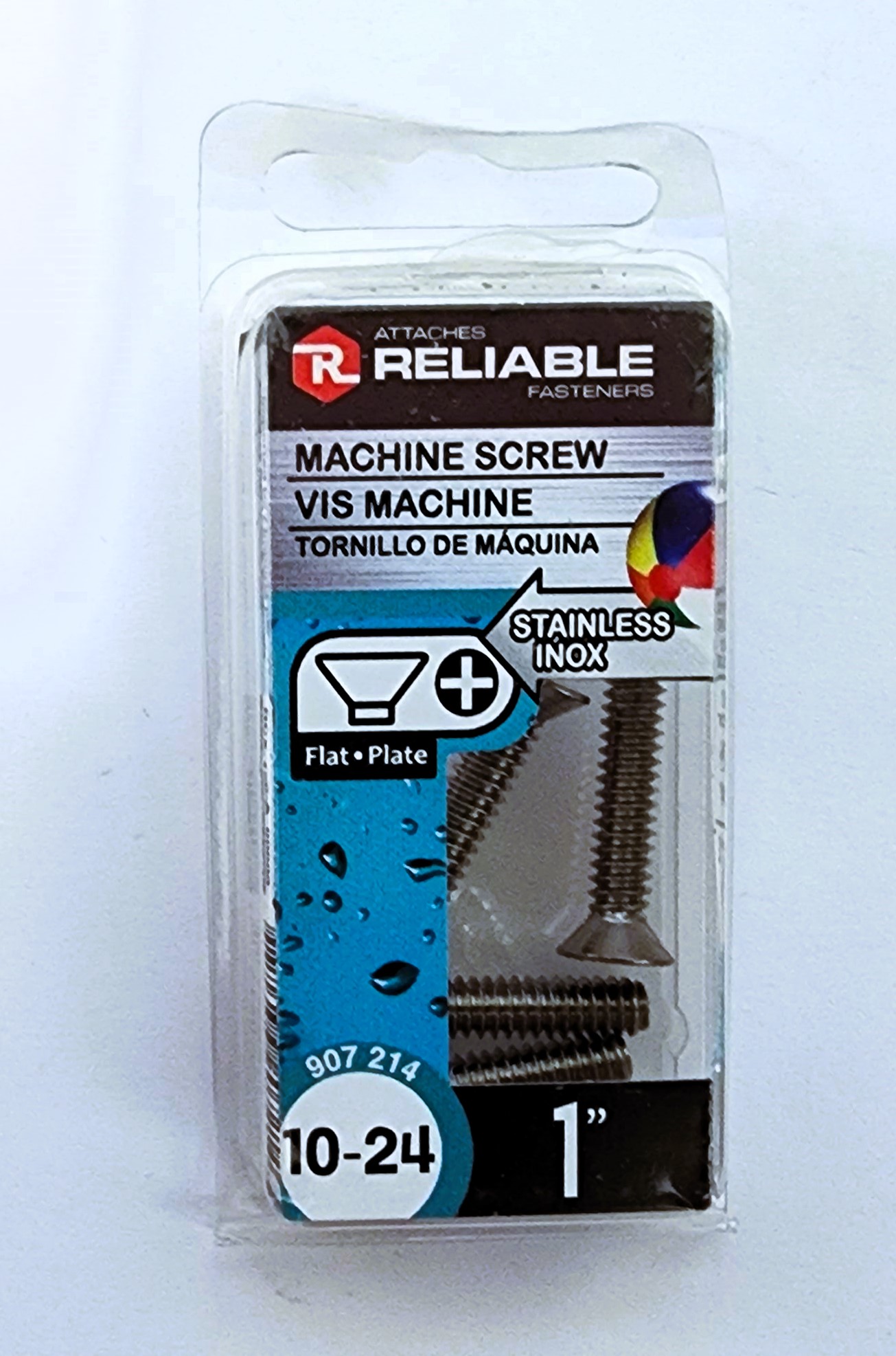 Main 2 - 1" 10-24 FLAT-HEAD MACHINE SCREW - STAINLESS (4 PACK) -