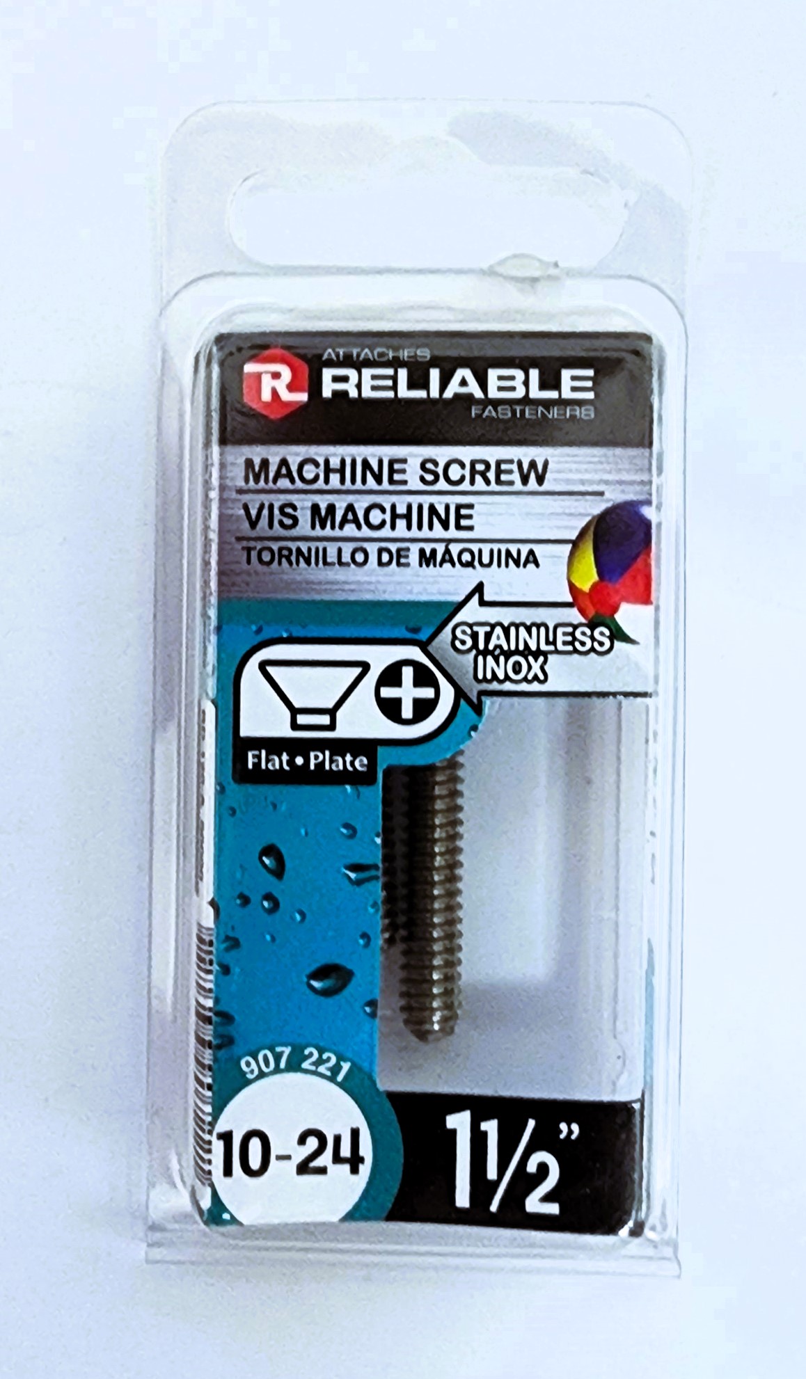 Main 2 - 1-1/2" 10-24 FLAT-HEAD MACHINE SCREW - STAINLESS (3 PACK) -