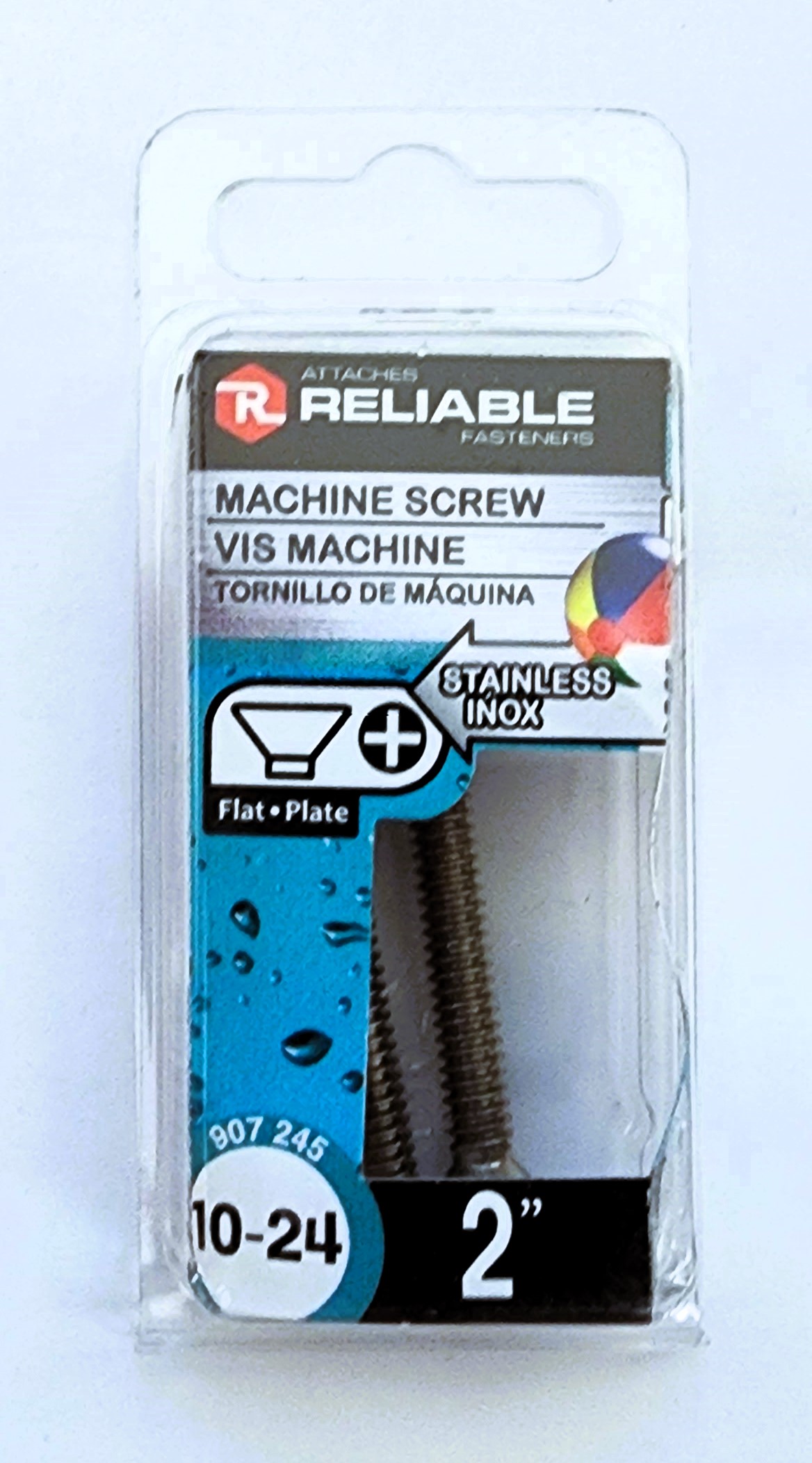 Main 2 - 2" 10-24 FLAT-HEAD MACHINE SCREW - STAINLESS (2 PACK) -