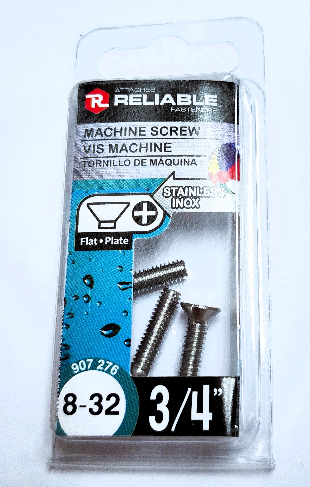 Main 2 - 3/4" 8-32 FLAT-HEAD MACHINE SCREW - STAINLESS (6 PACK) -