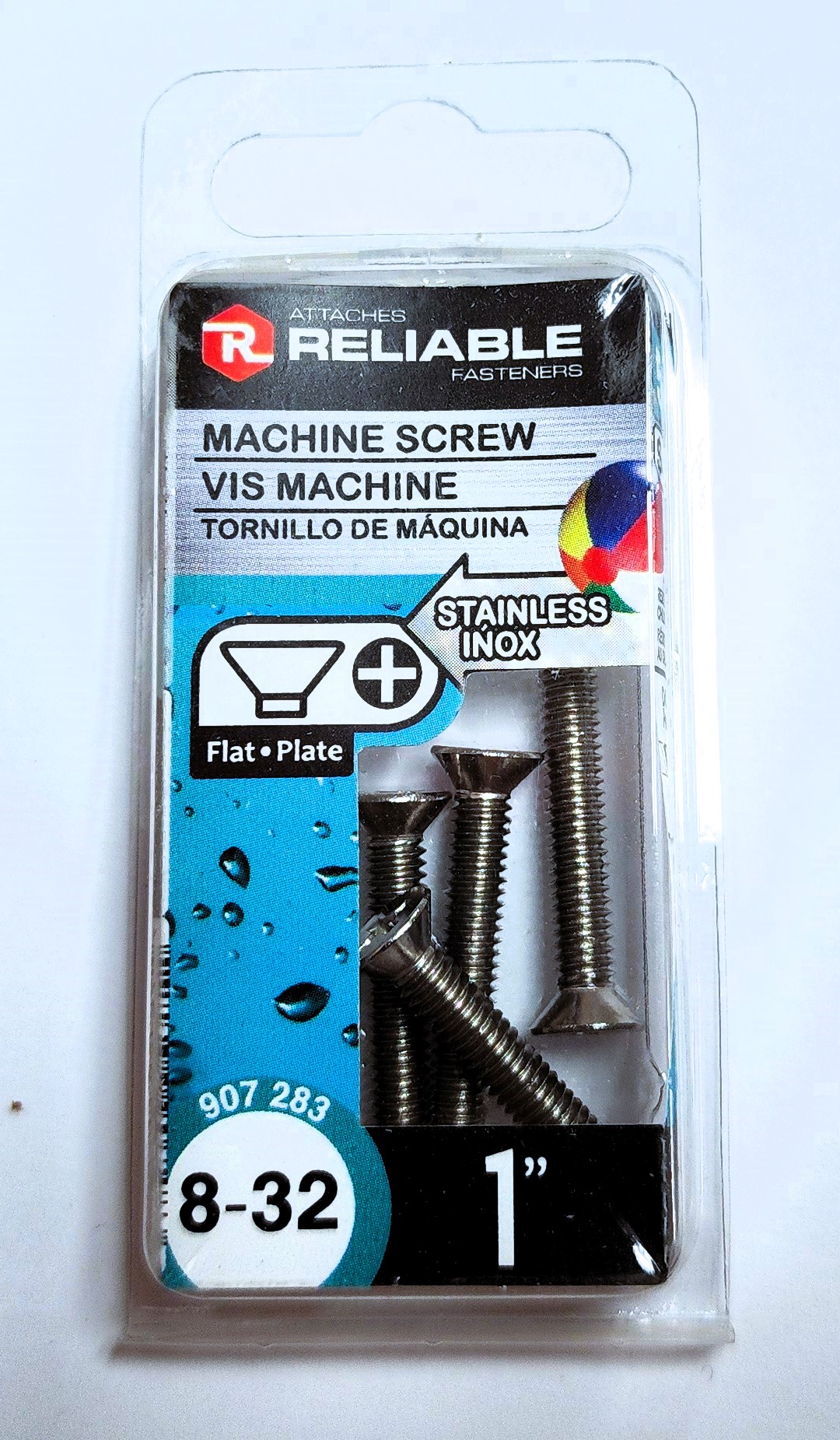 Main 2 - 1" 8-32 FLAT-HEAD MACHINE SCREW - STAINLESS (5 PACK) -