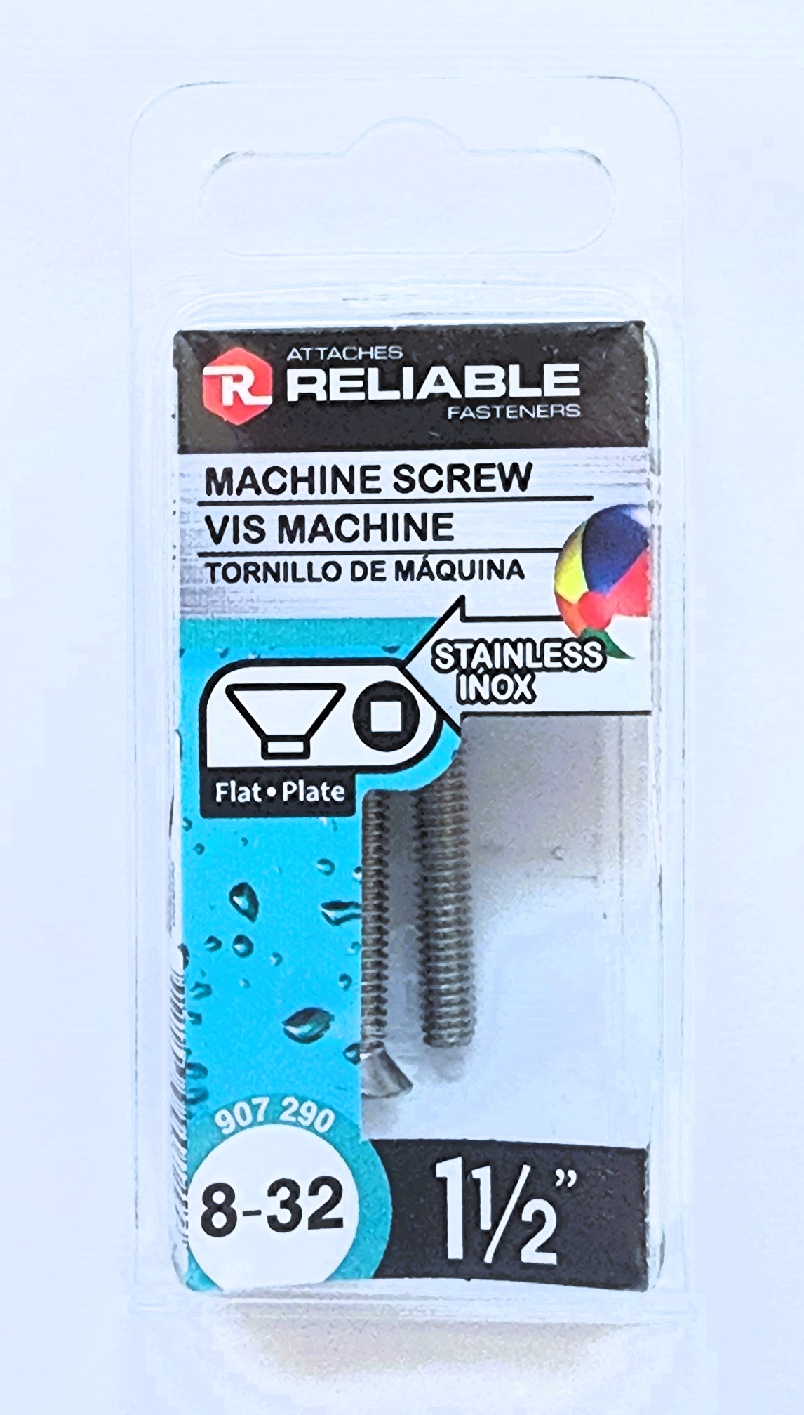 Main 2 - 1-1/2" 8-32 FLAT-HEAD MACHINE SCREW - STAINLESS (4 PACK) -