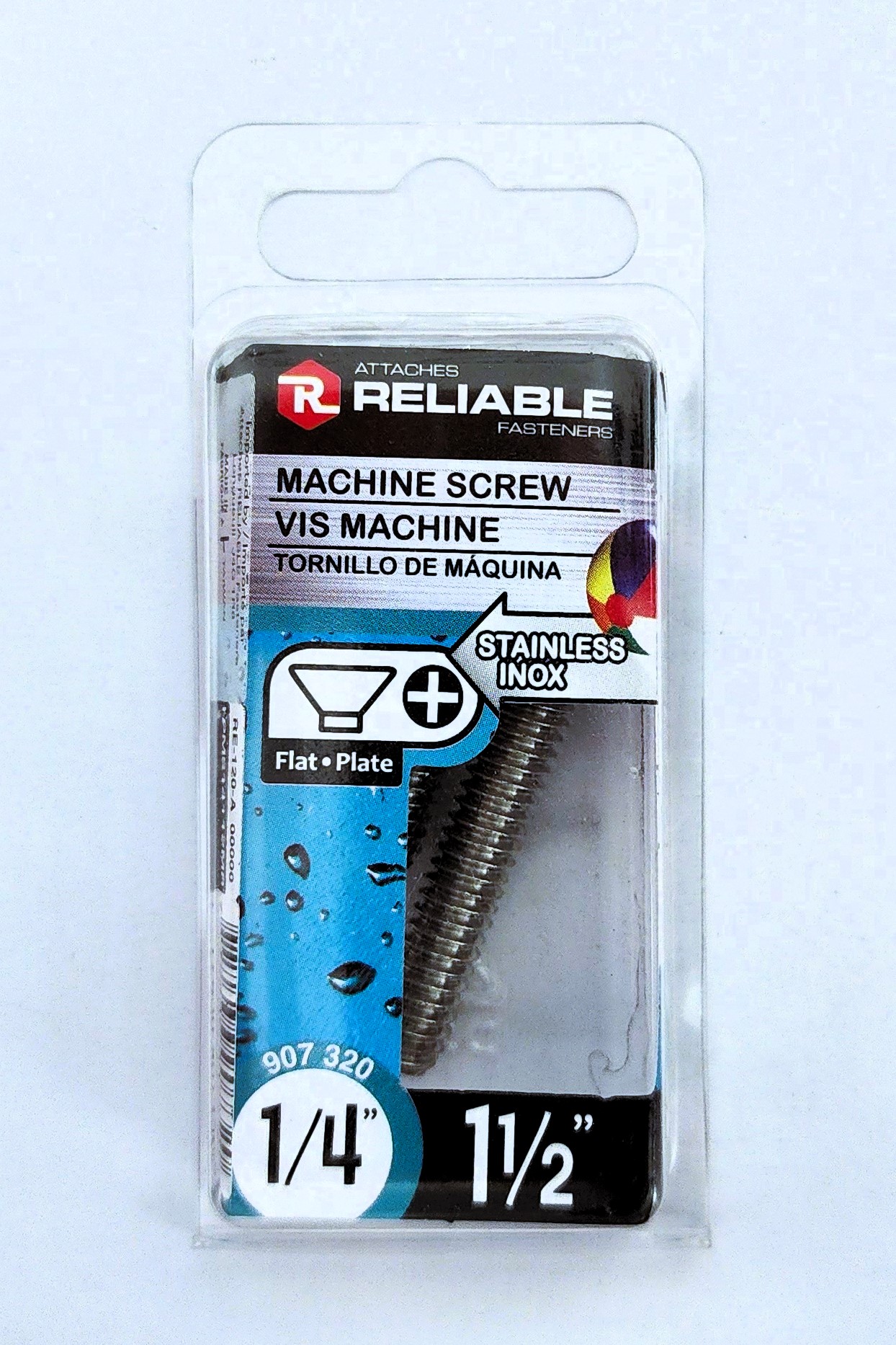 Main 2 - 1-1/2" - 1/4" FLAT-HEAD MACHINE SCREW - STAINLESS (2 PACK) -