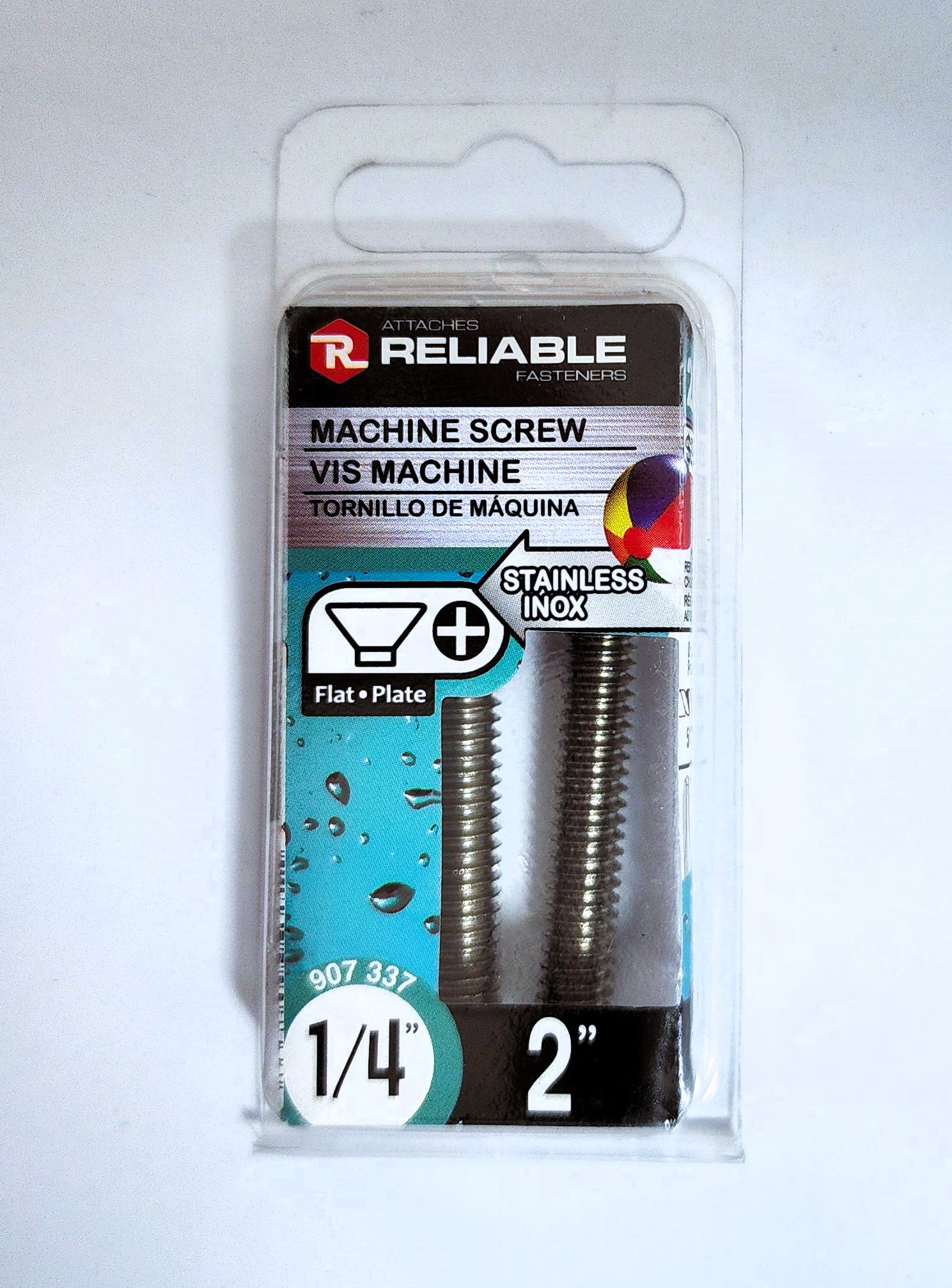 Main 2 - 2" - 1/4" FLAT-HEAD MACHINE SCREW - STAINLESS (2 PACK) -