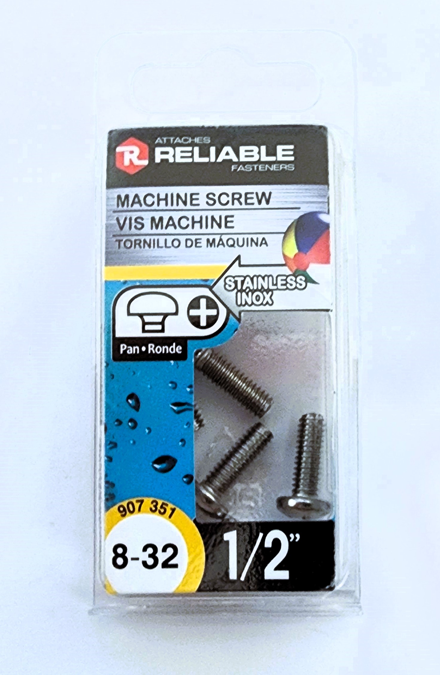 Main 2 - 1/2" 8-32 PAN-HEAD MACHINE SCREW - STAINLESS (7 PACK) -