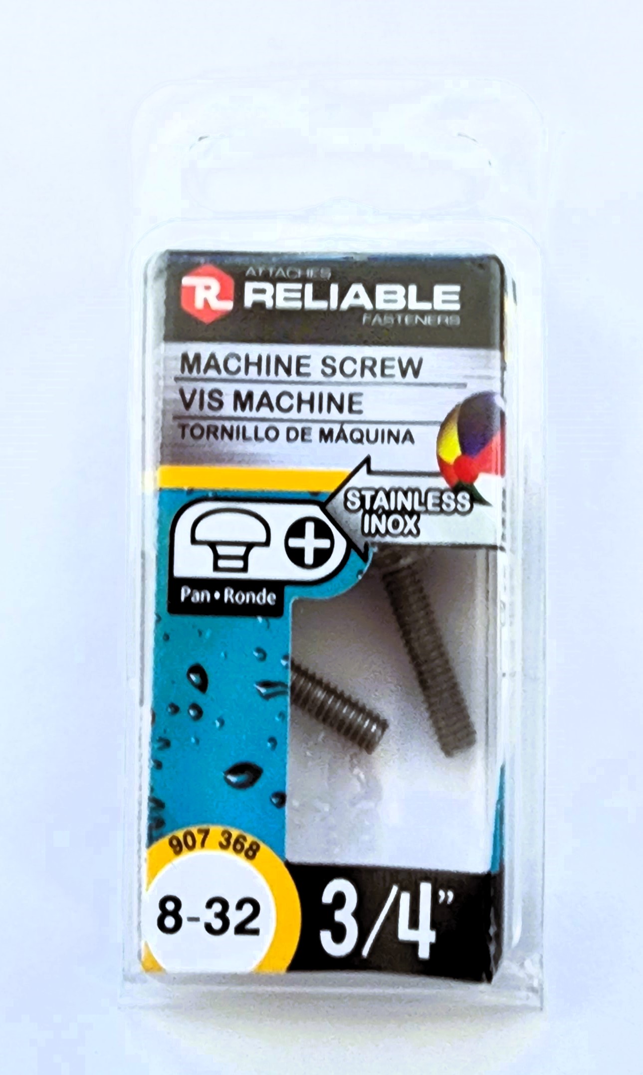 Main 2 - 3/4" 8-32 PAN-HEAD MACHINE SCREW - STAINLESS (6 PACK) -