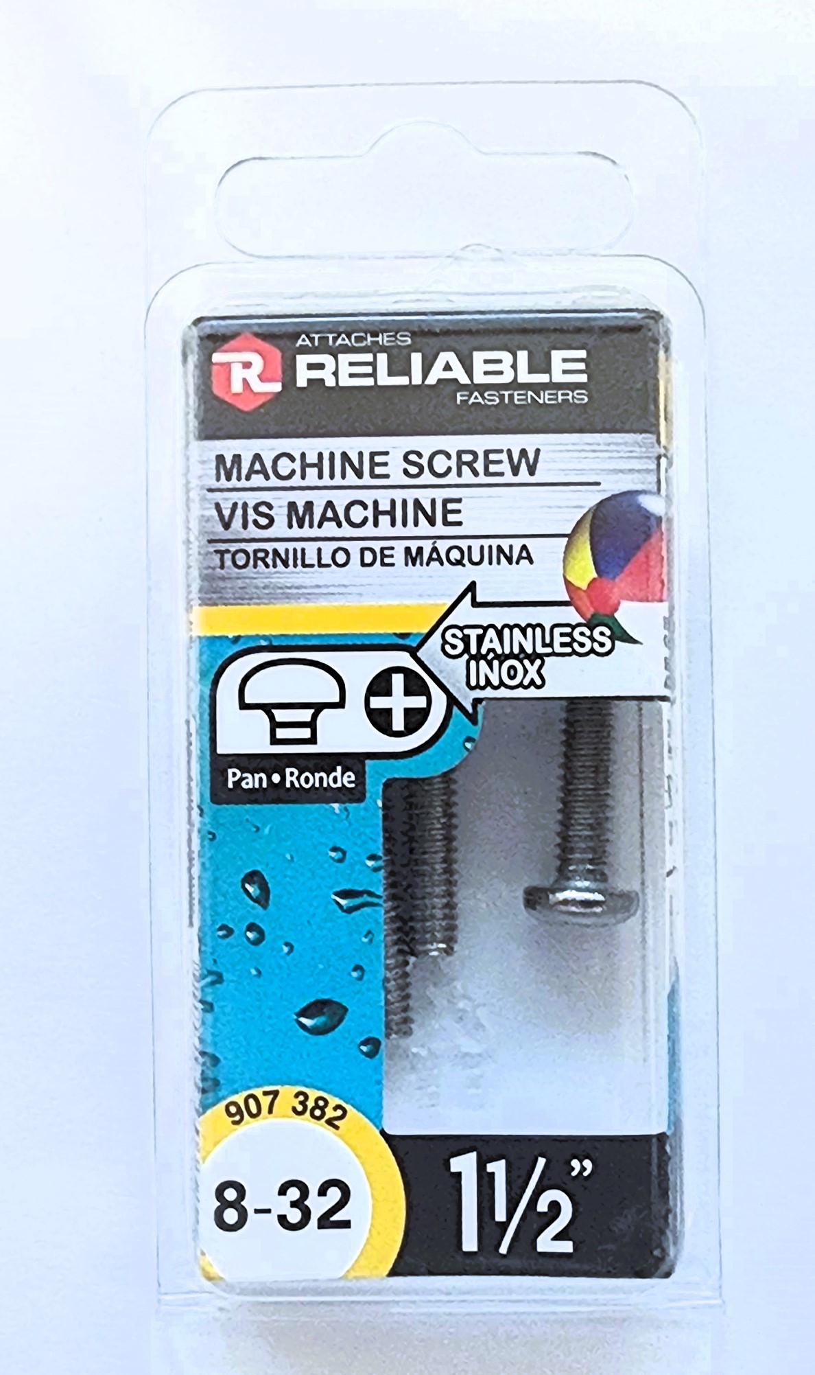 Main 2 - 1-1/2" 8-32 PAN-HEAD MACHINE SCREW - STAINLESS (4 PACK) -