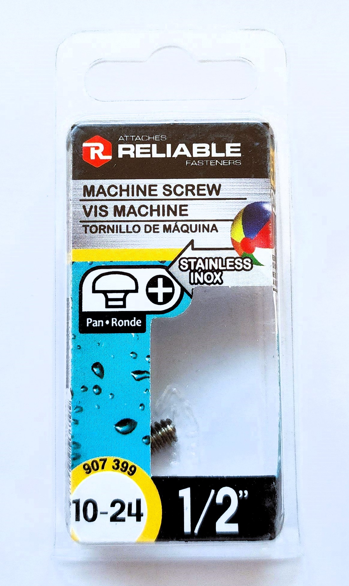 Main 2 - 1/2" 10-24 PAN-HEAD MACHINE SCREW - STAINLESS (5 PACK) -