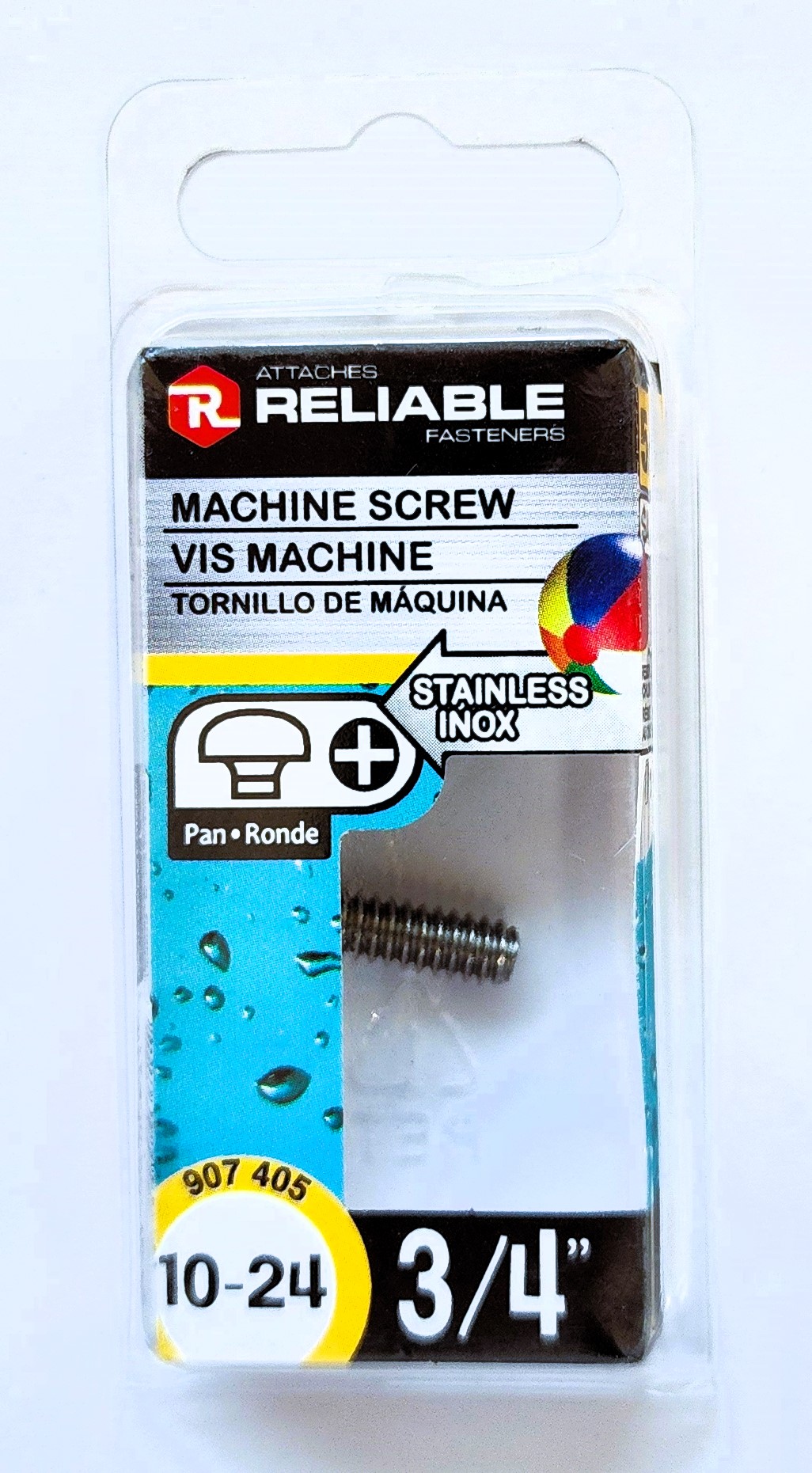 Main 2 - 3/4" 10-24 PAN-HEAD MACHINE SCREW - STAINLESS (5 PACK) -