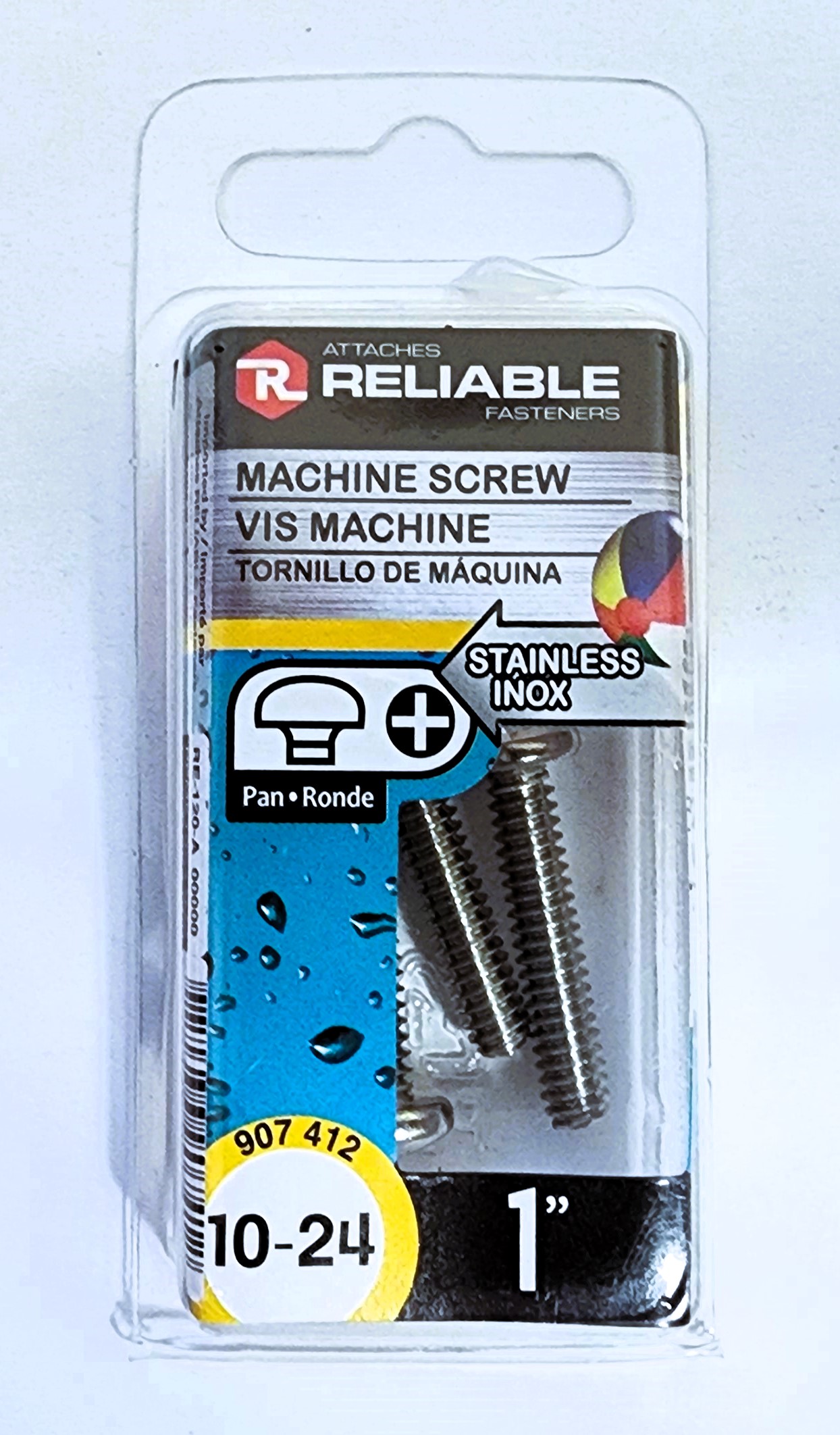 Main 2 - 1" 10-24 PAN-HEAD MACHINE SCREW - STAINLESS (4 PACK) -