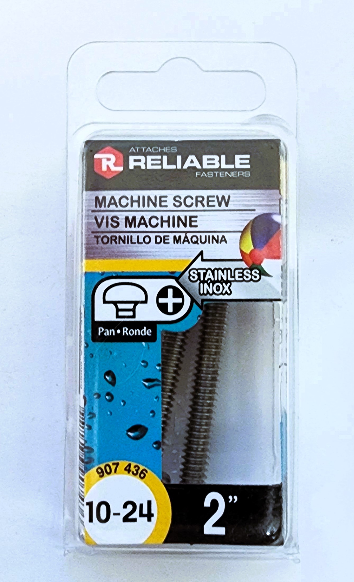 Main 2 - 2" 10-24 PAN-HEAD MACHINE SCREW - STAINLESS (2 PACK) -