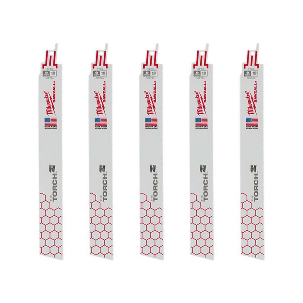 MILWAUKEE 9" 18-TPI "THE TORCH" SAWZALL BLADES - 5 PACK - Kilrich Building Centres