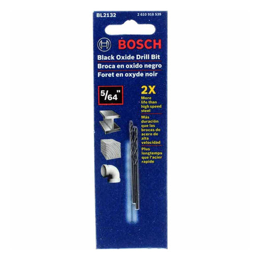 Main 2 - BOSCH 5/64" FRACTIONAL JOBBER BLACK OXIDE DRILL BIT (2") - 2 PACK -