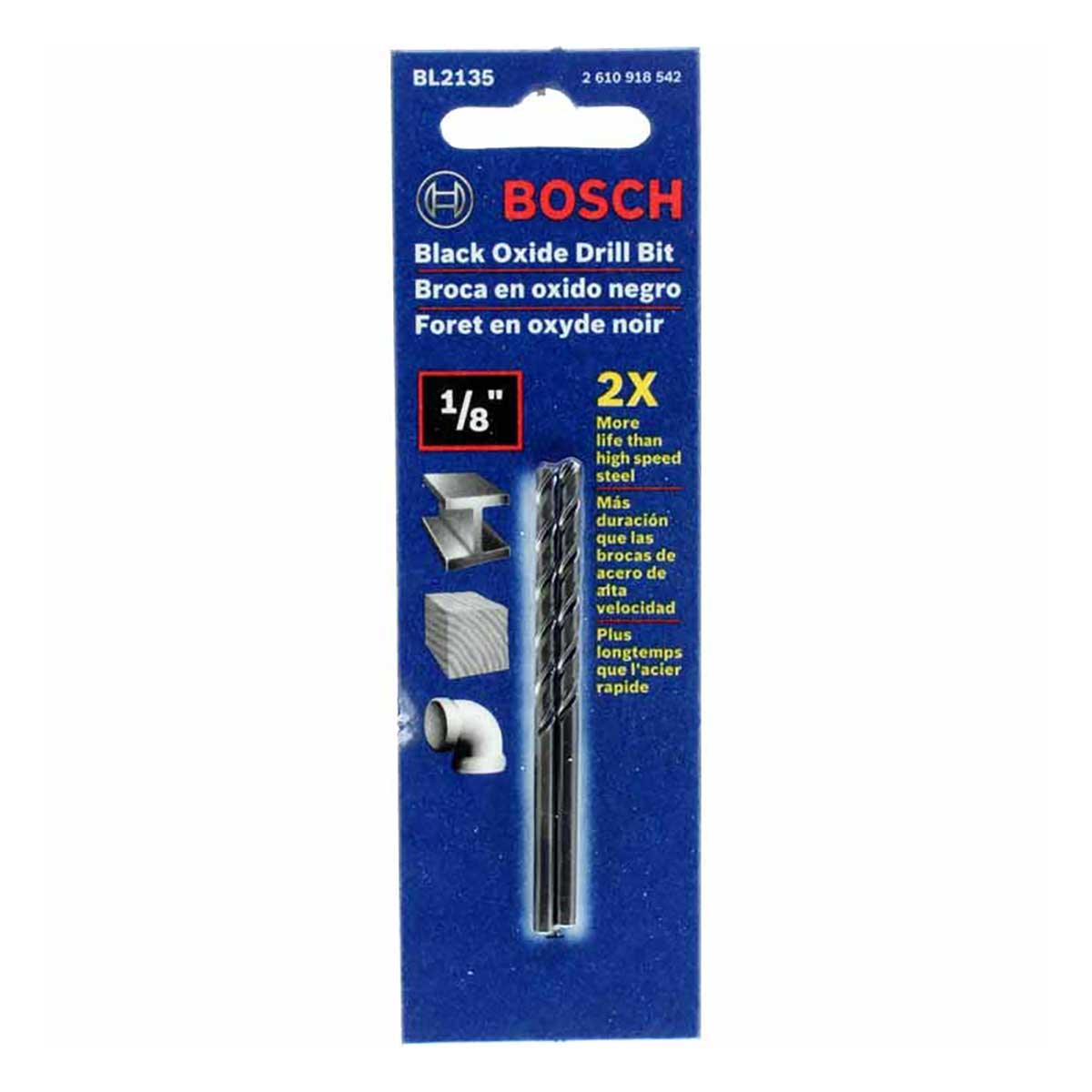 Main 2 - BOSCH 1/8" FRACTIONAL JOBBER BLACK OXIDE DRILL BIT (2-3/4") - 2 PACK -
