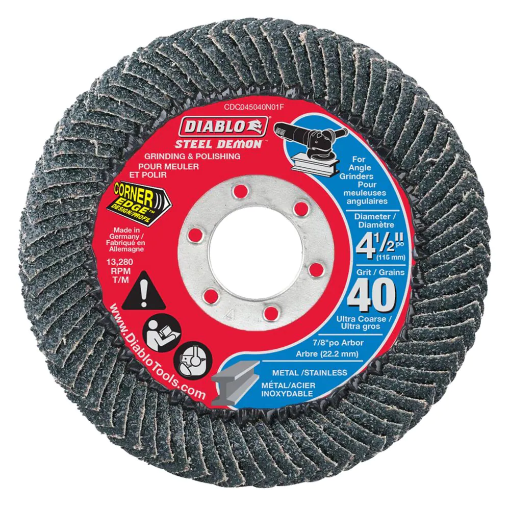 DIABLO 4-1/2" ULTRA COARSE FINISH 40-GRIT CORNER / EDGE GRINDER FLAP DISC - Kilrich Building Centres