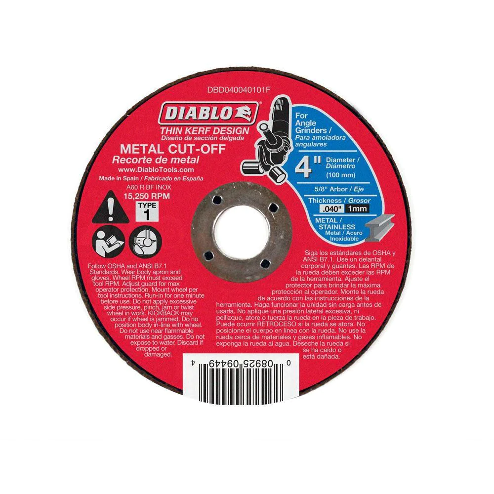 DIABLO 4" x 0.040" METAL CUT-OFF GRINDER DISC - Kilrich Building Centres