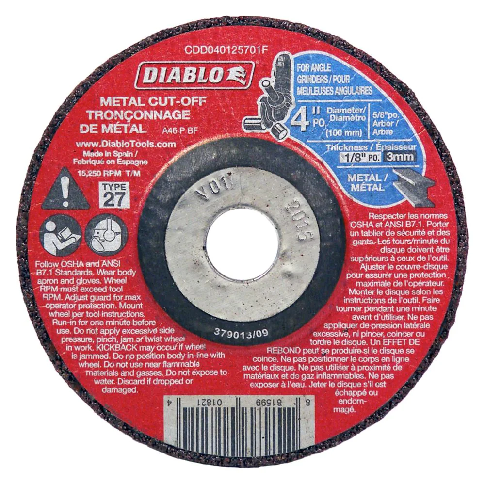 DIABLO 4" x 1/8" METAL CUT-OFF GRINDER DISC - Kilrich Building Centres