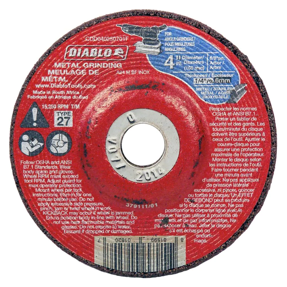 DIABLO 4" x 1/4" METAL CUT-OFF GRINDER DISC - Kilrich Building Centres