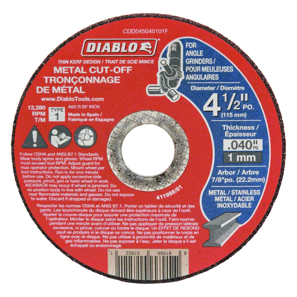 DIABLO 4-1/2" x 0.040" METAL CUT-OFF GRINDER DISC - Kilrich Building Centres