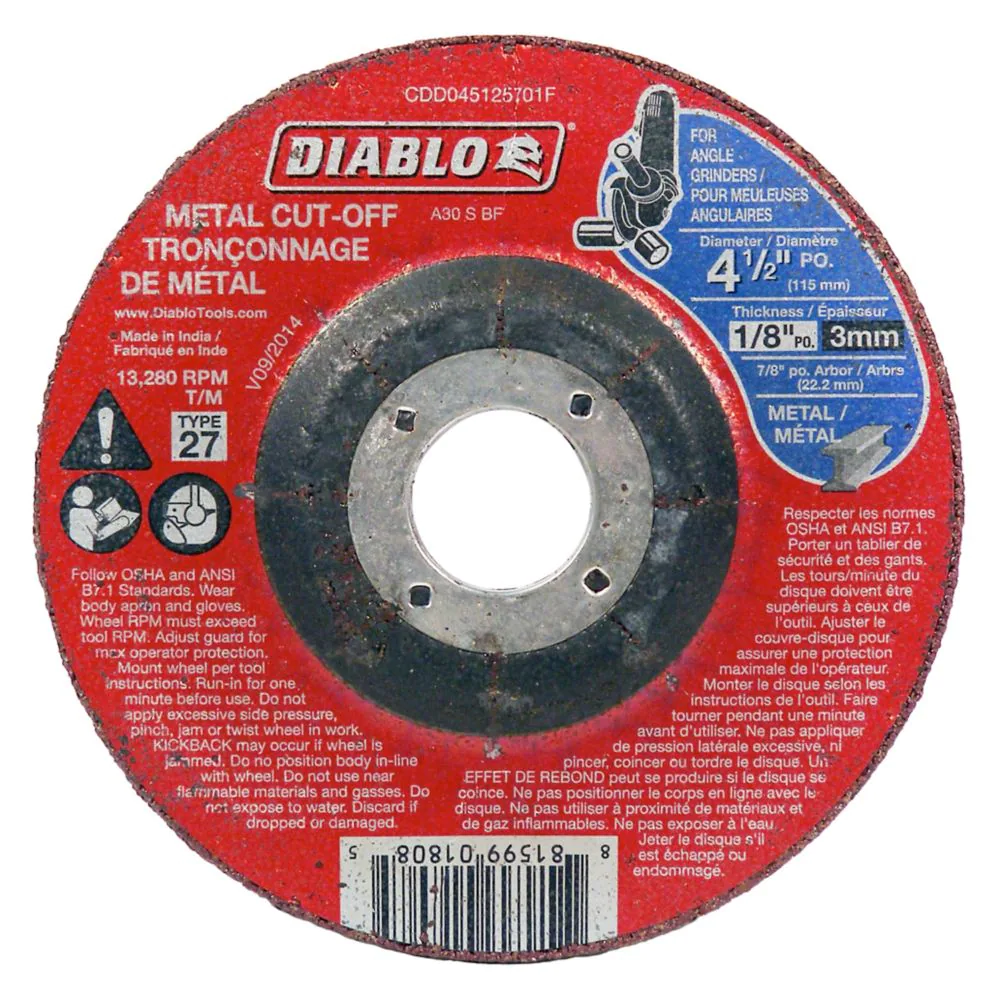 DIABLO 4-1/2" x 1/8" METAL CUT-OFF GRINDER DISC - Kilrich Building Centres